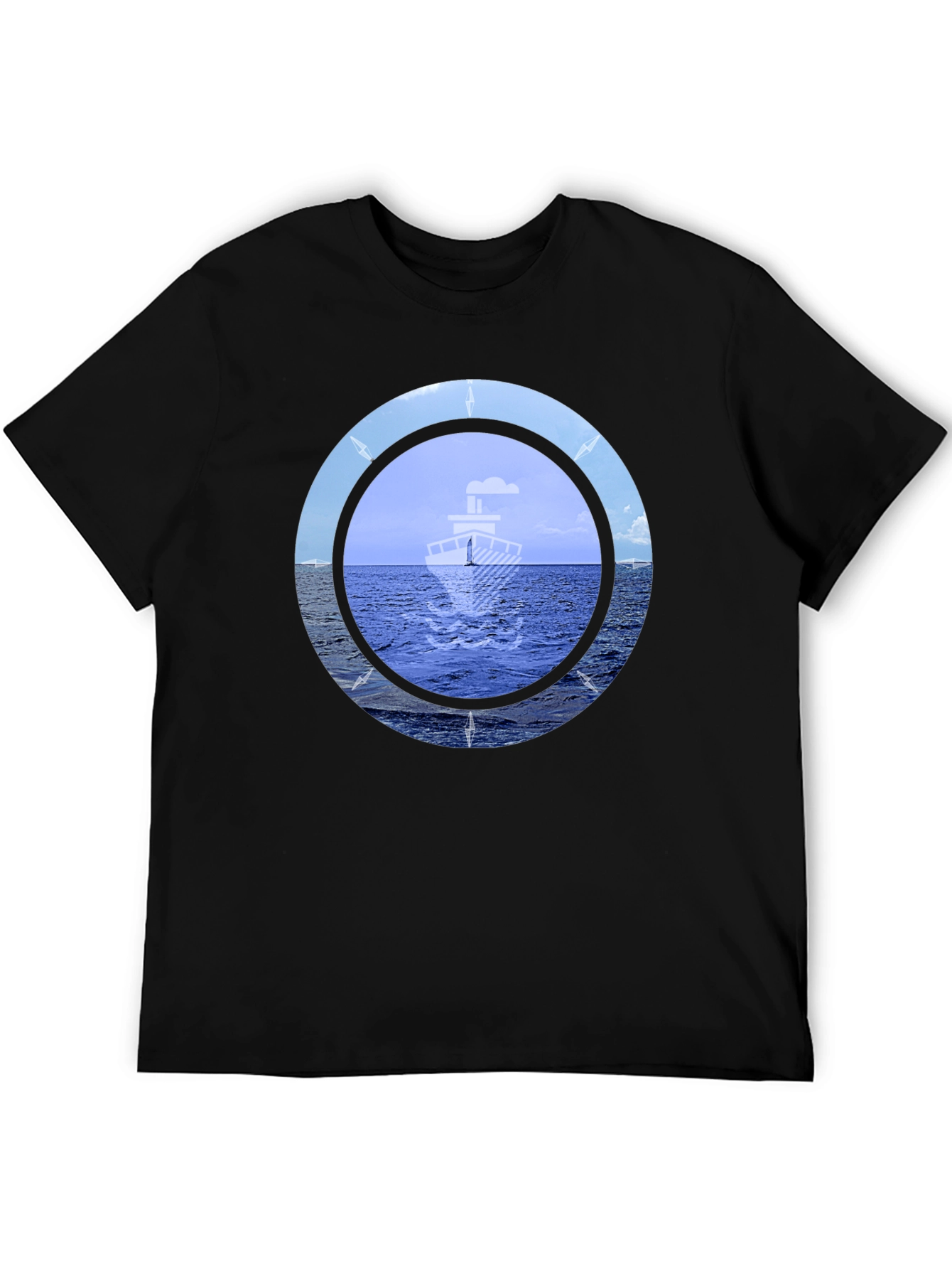 Nautical Compass Graphic T-Shirt - Black