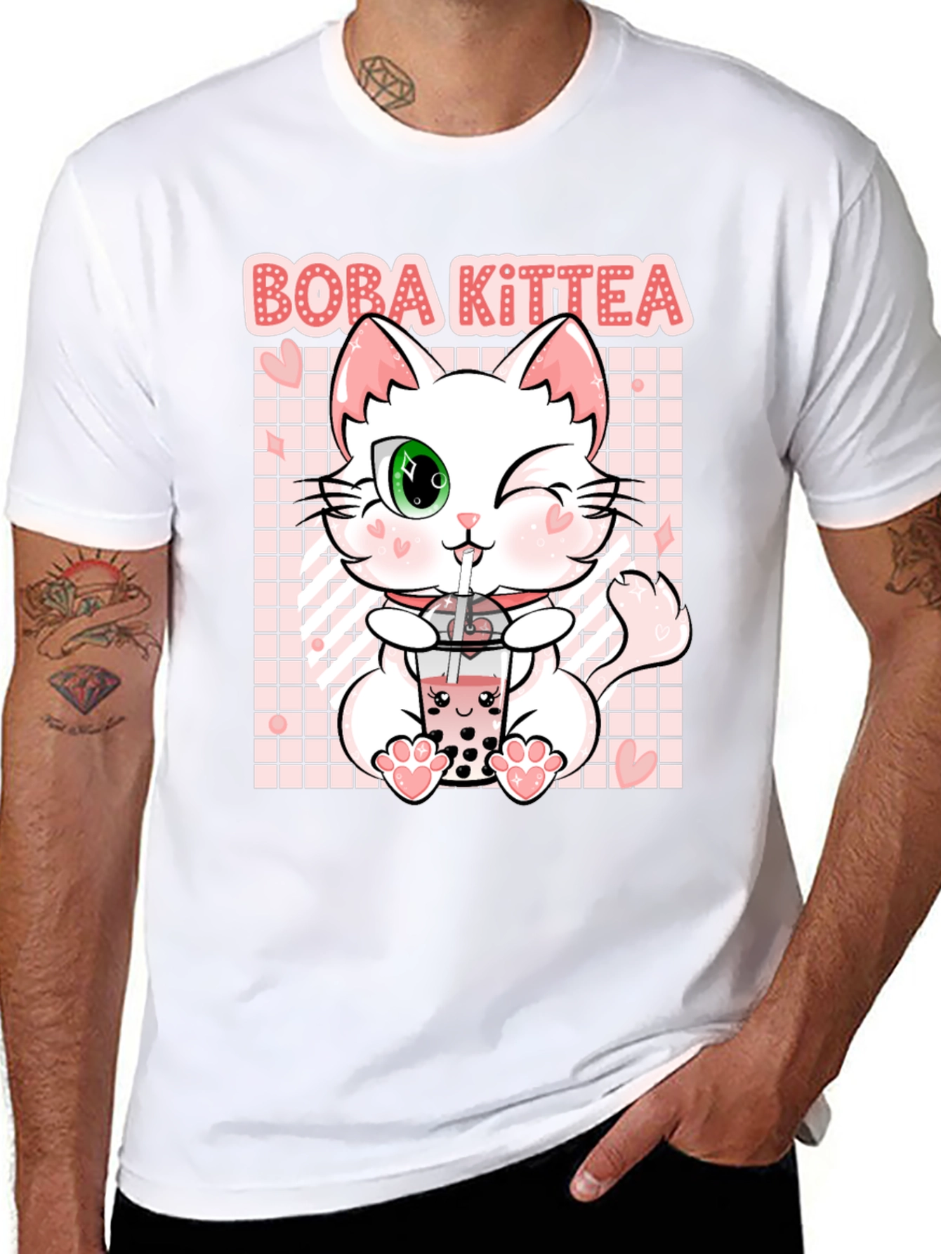 Boba Kittea Black Graphic T-Shirt
