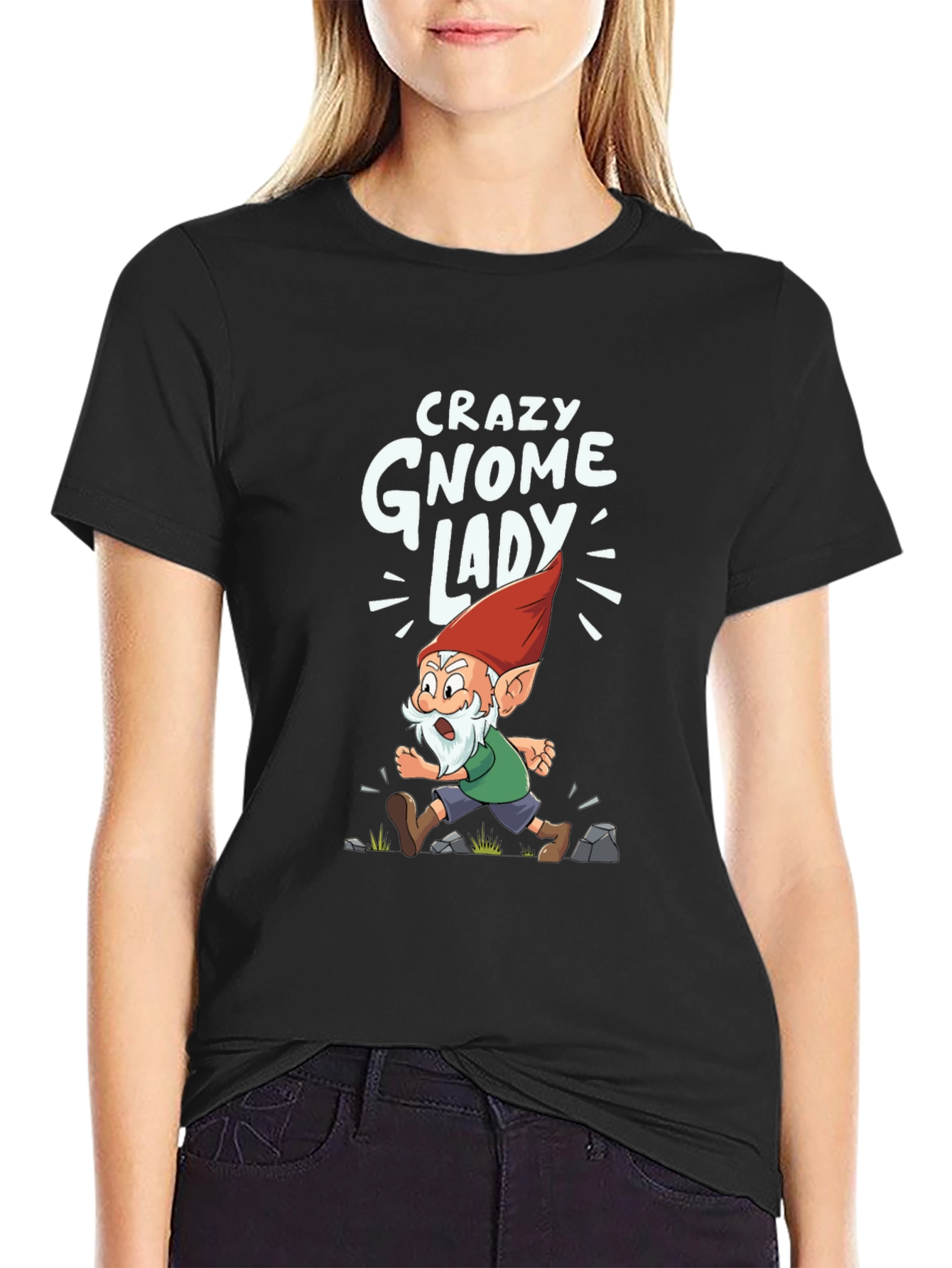 Crazy Gnome Lady Graphic Tee