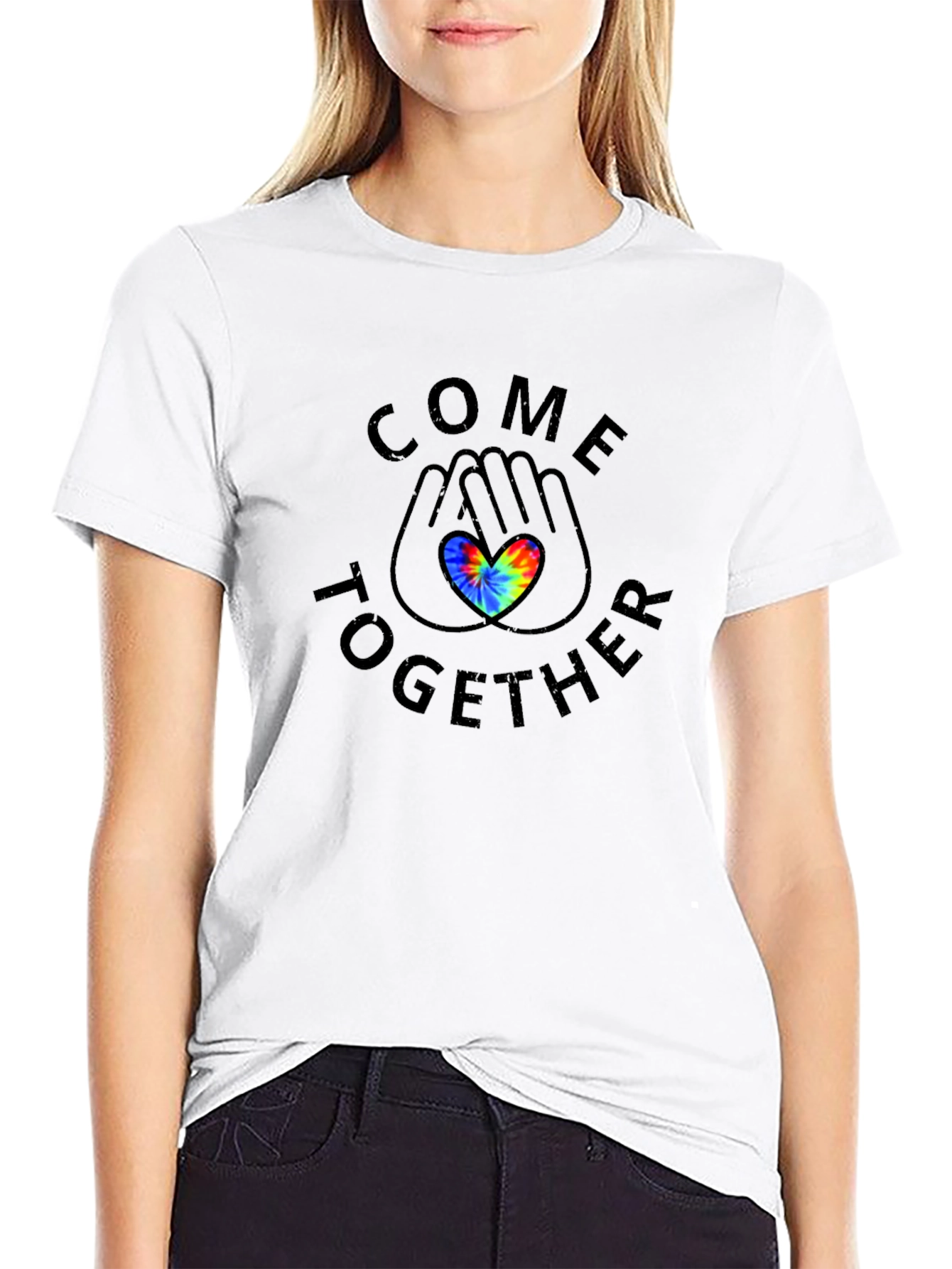 Come Together Tie-Dye Heart Graphic Tee