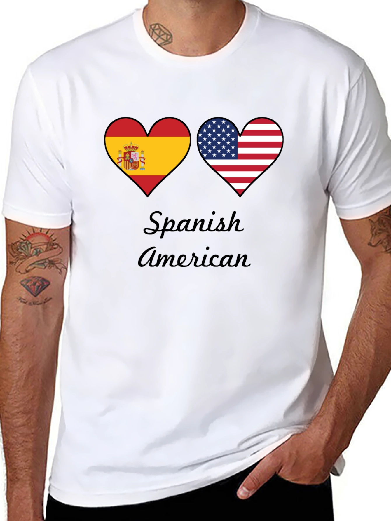 Spanish American Flag Heart T-Shirt
