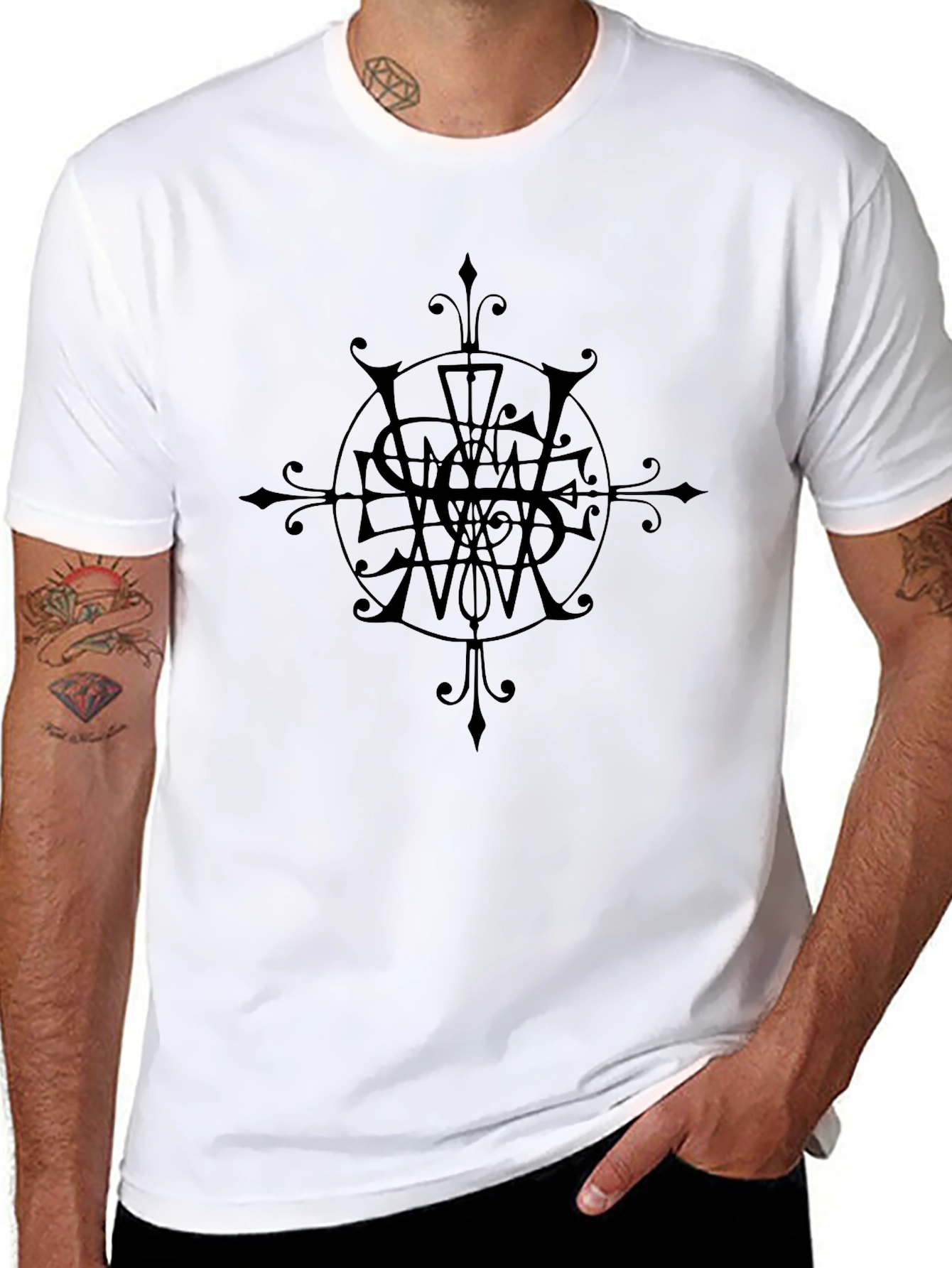 Graphic Tee - Black Print on Black Crewneck