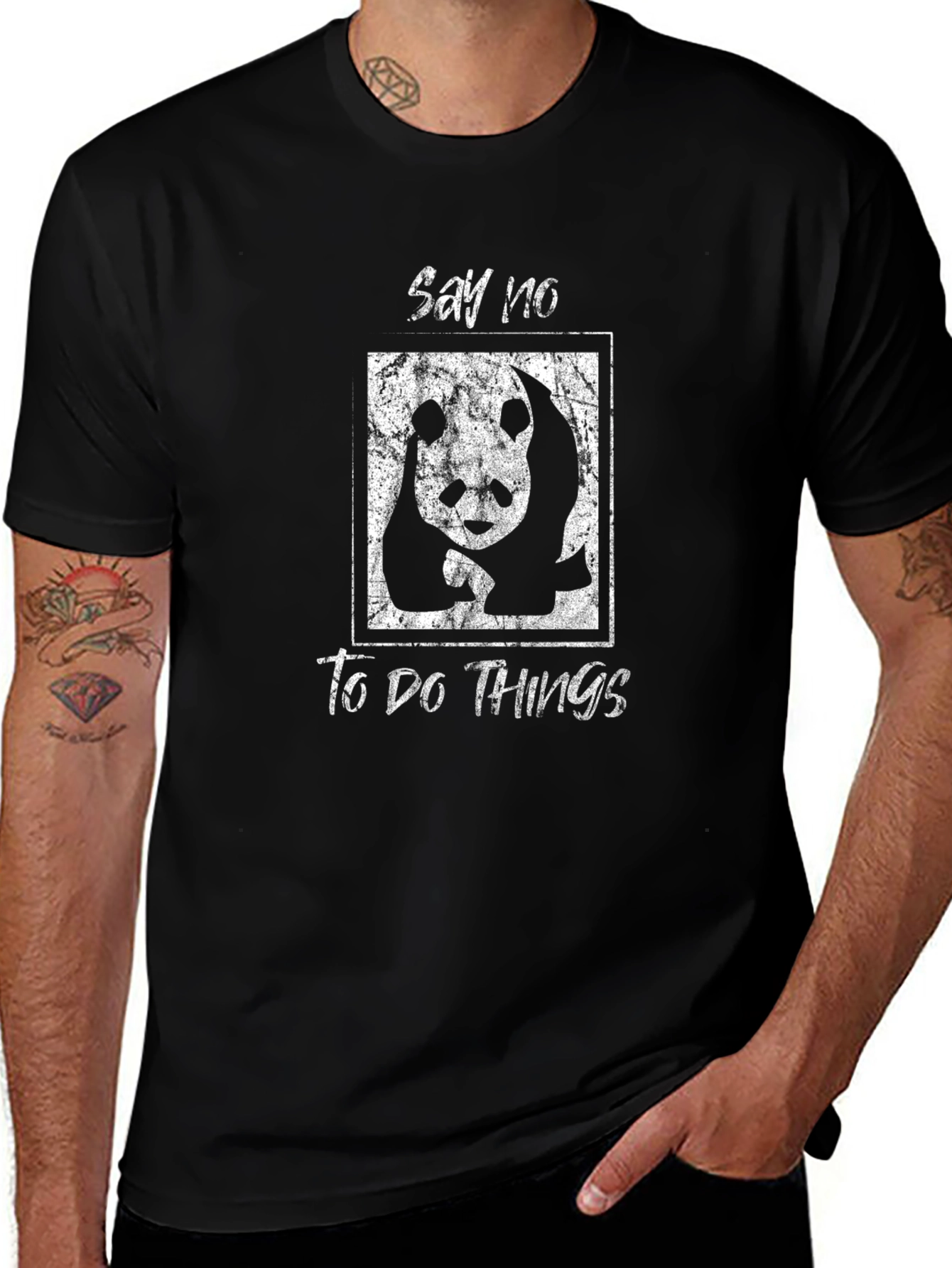 Say No To Do Things Panda Graphic T-Shirt