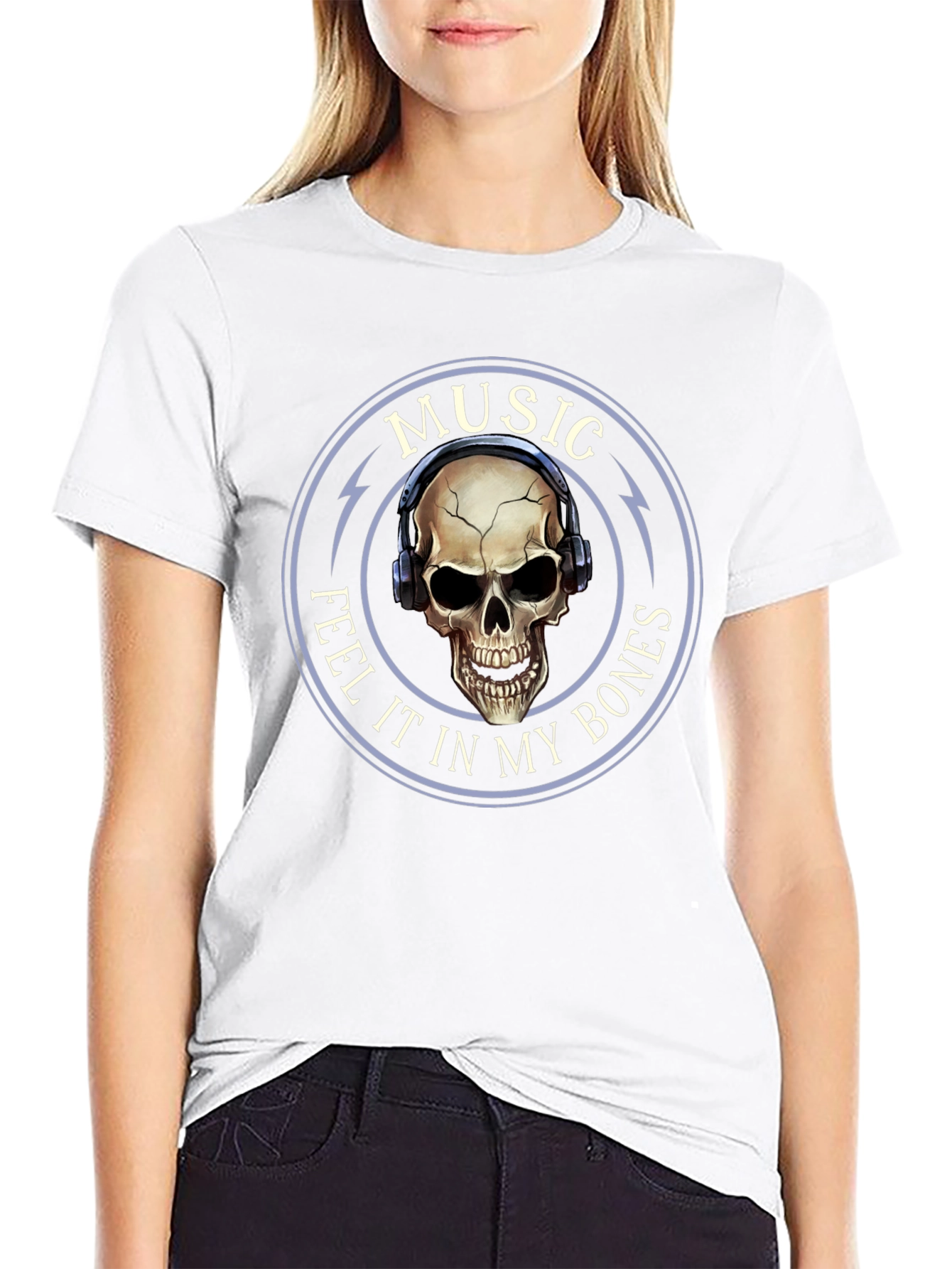 Music Feel It In My Bones Skull Tee