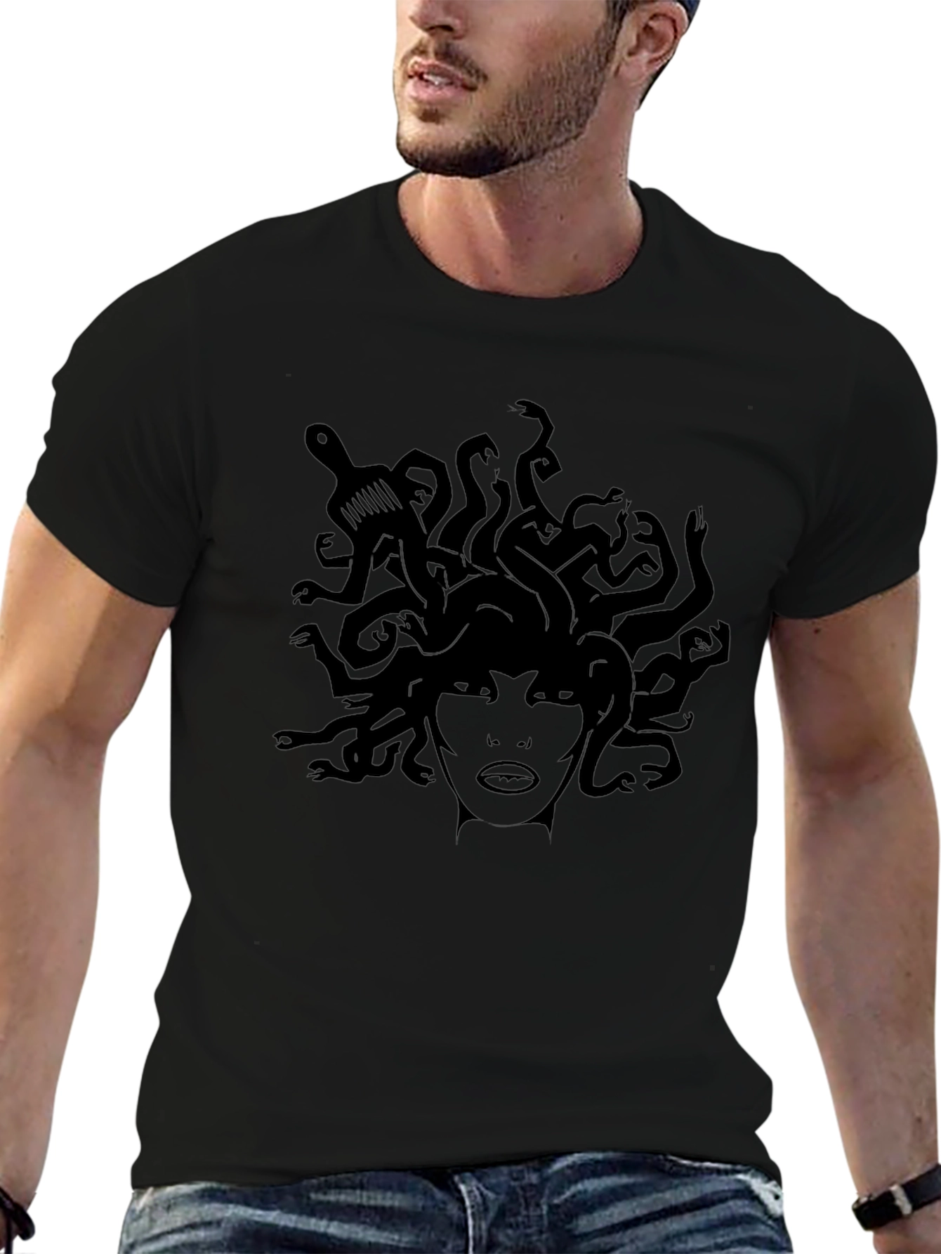 Medusa Graphic Print Black T-Shirt