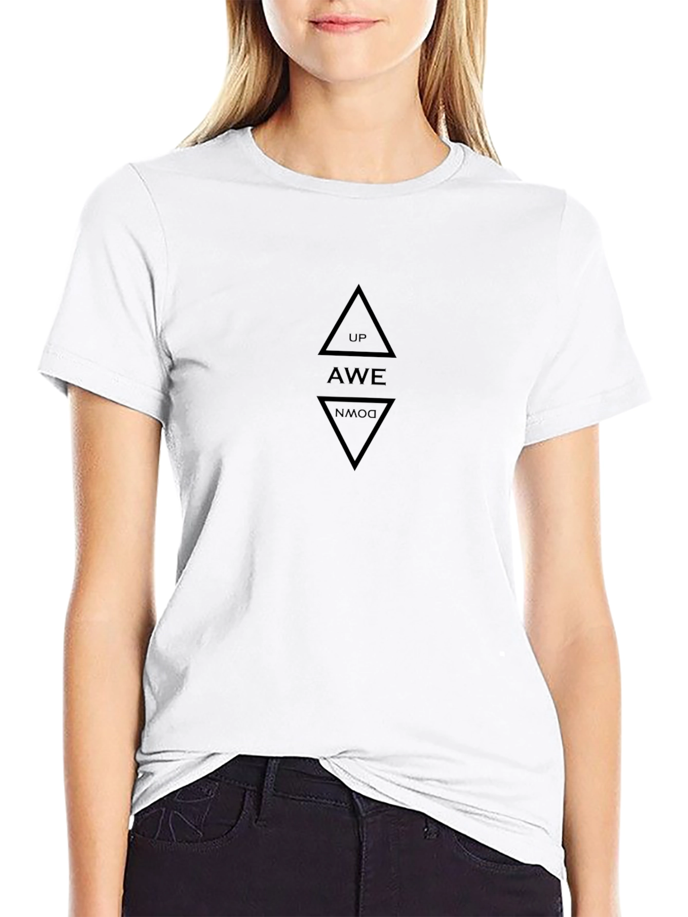 Up Awe Down Graphic Black T-Shirt