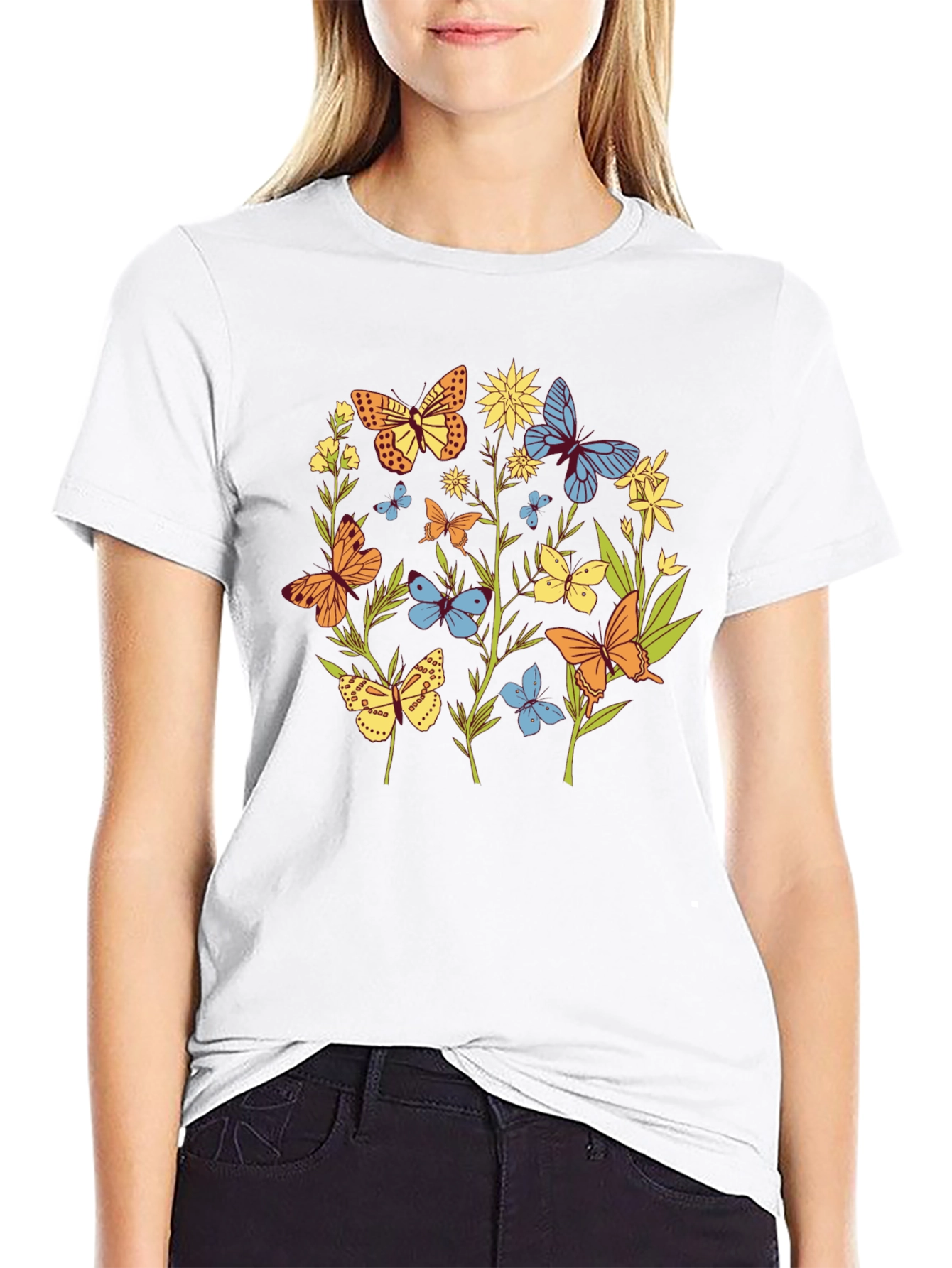 Butterfly Garden Graphic Tee - Stylish Unisex Shirt