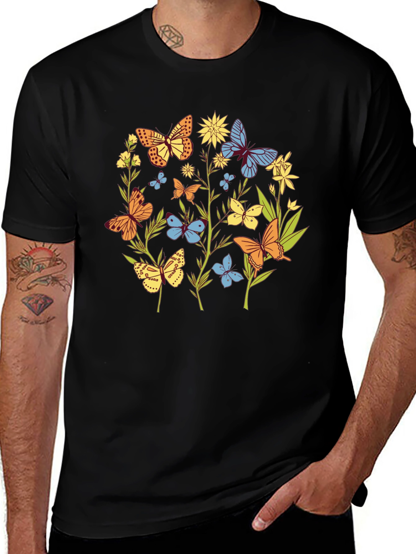 Butterfly Garden Graphic Tee - Stylish Unisex Shirt