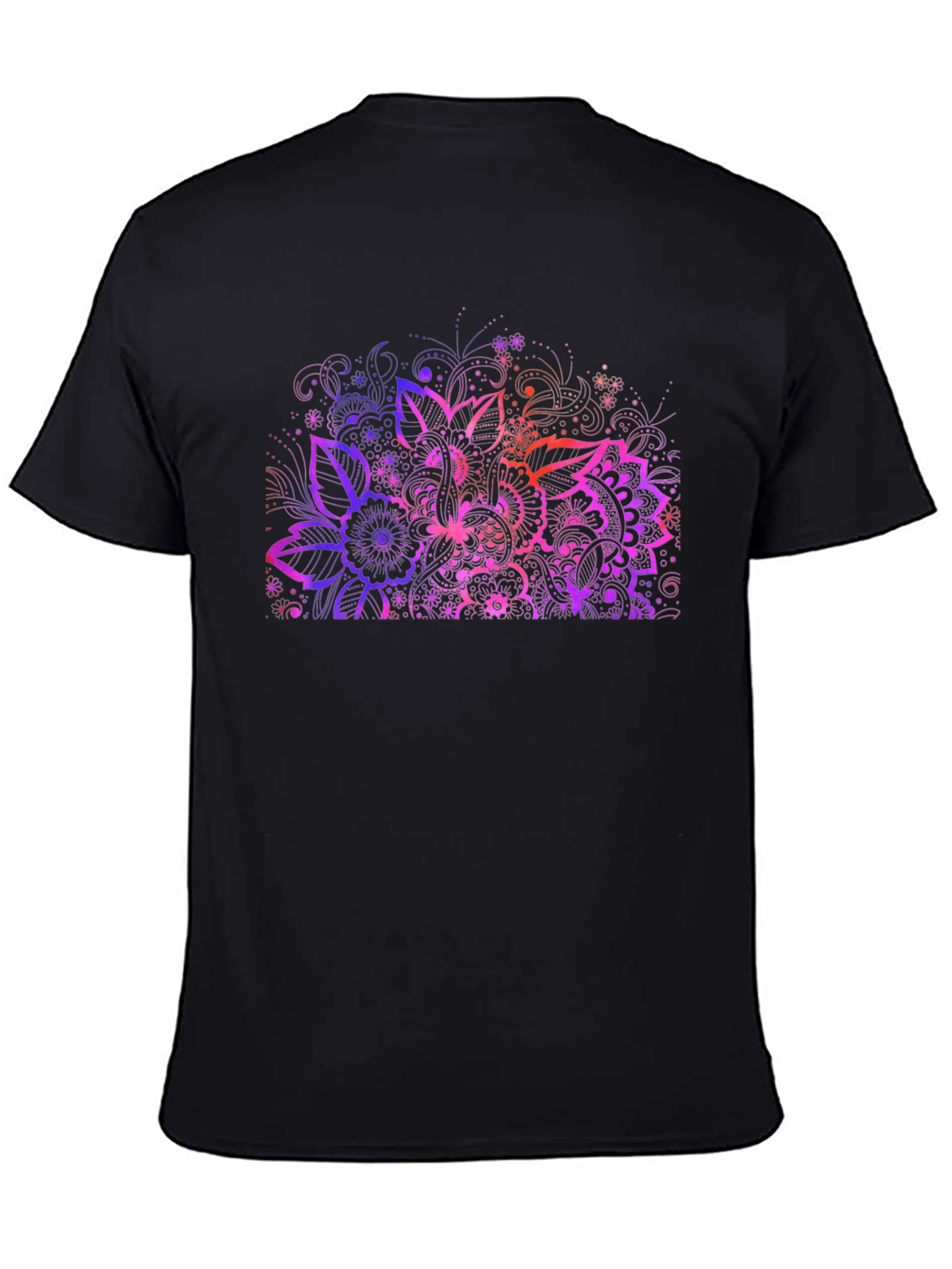 Floral Mandala Graphic Print Black T-Shirt