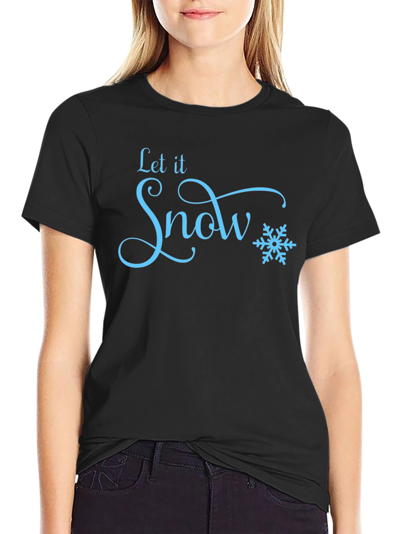Let It Snow Black T-Shirt - Winter Holiday Apparel