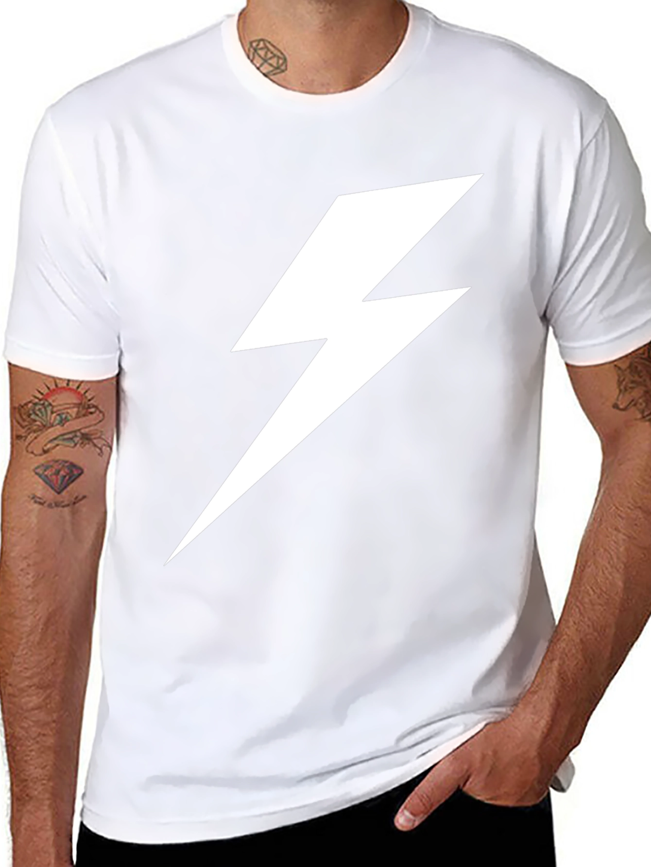 Lightning Bolt Graphic Tee - Bold Black T-Shirt