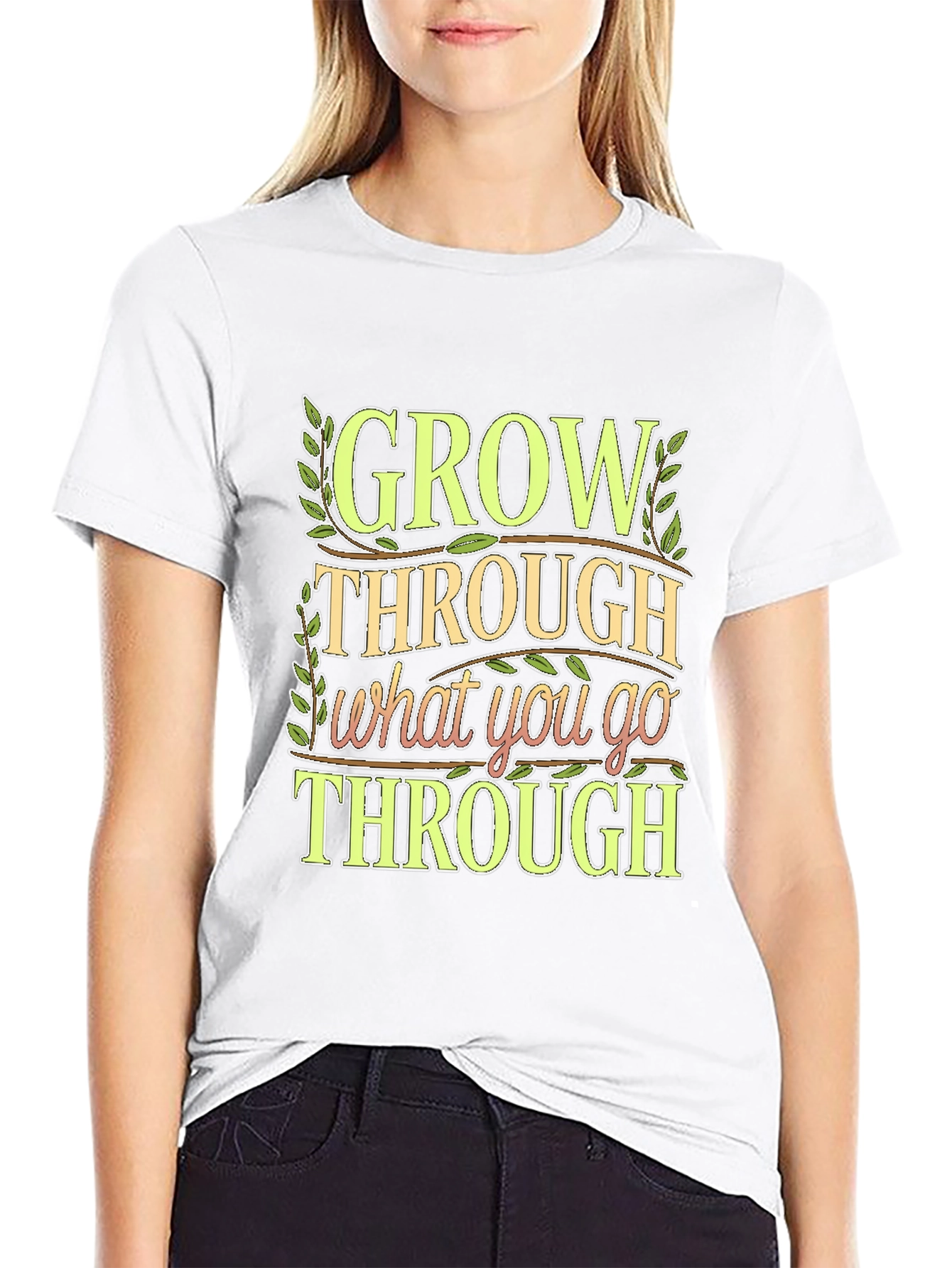 Motivational Grow Through What You Go Through Black Tee