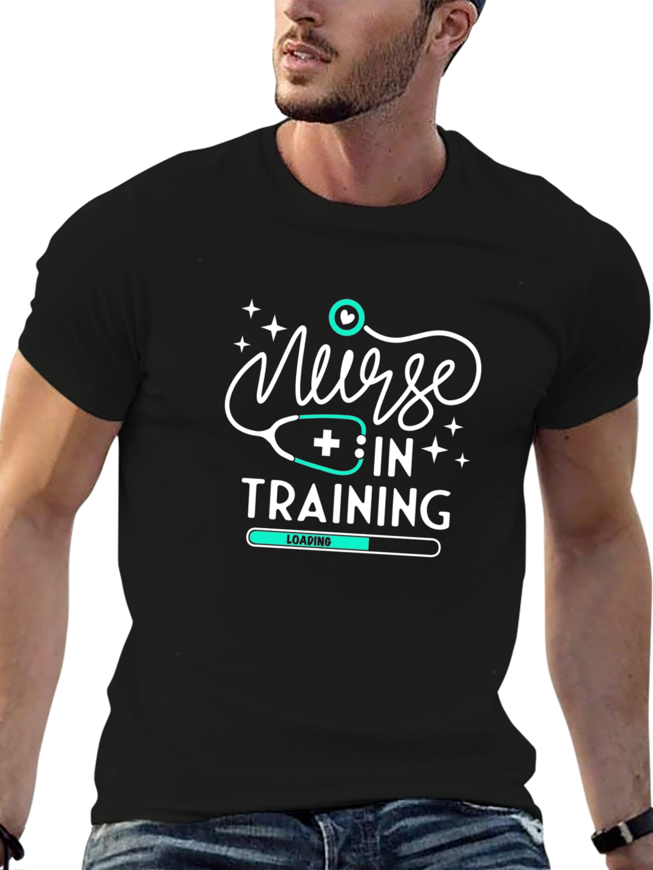 Nurse In Training Graphic T-Shirt - Black Cotton Tee