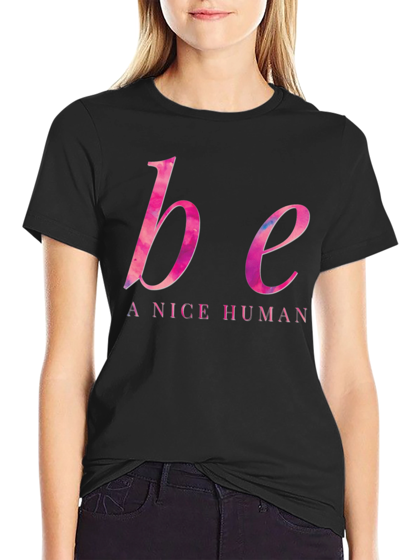 Be A Nice Human T-Shirt - Black Casual Tee