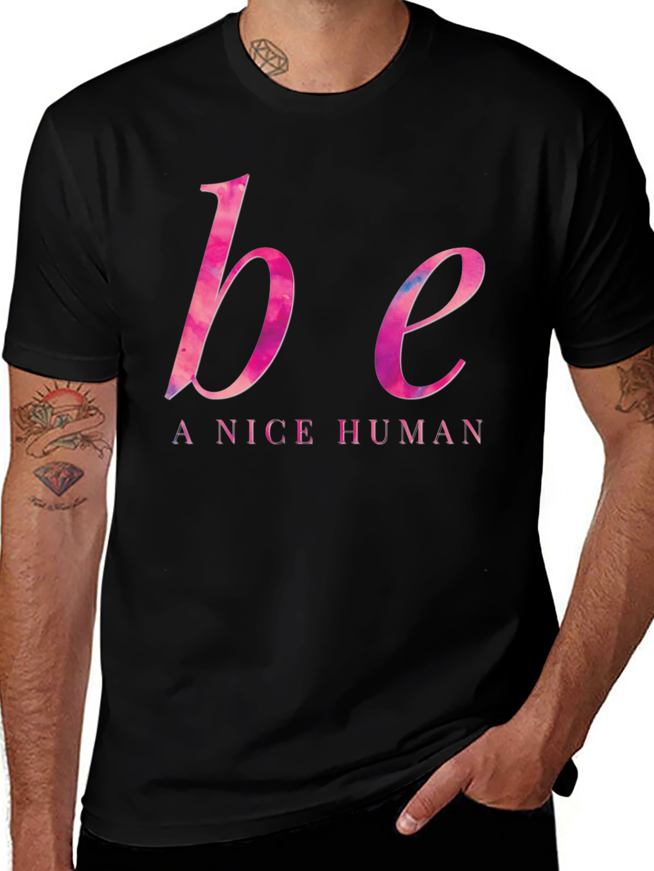 Be A Nice Human T-Shirt - Black Casual Tee