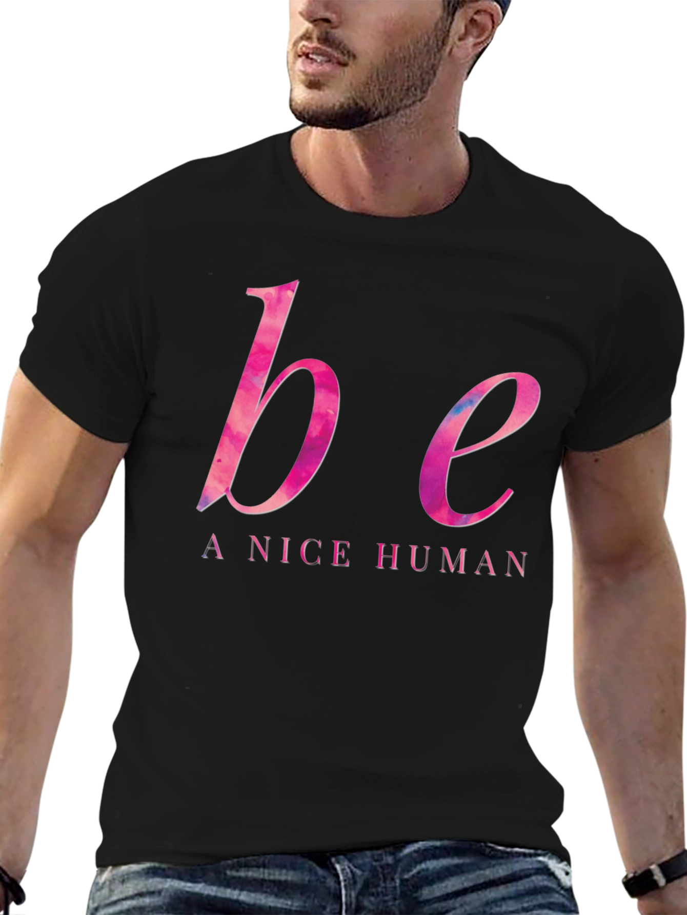 Be A Nice Human T-Shirt - Black Casual Tee