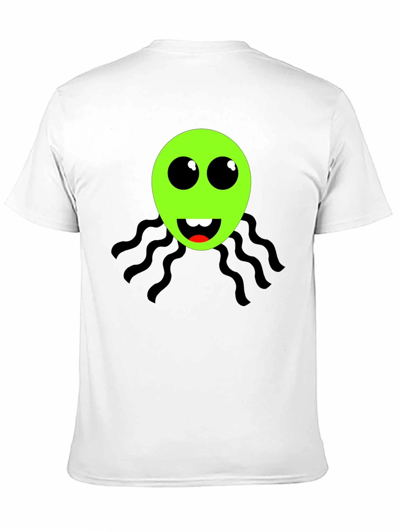 Funky Green Alien Face Black T-Shirt