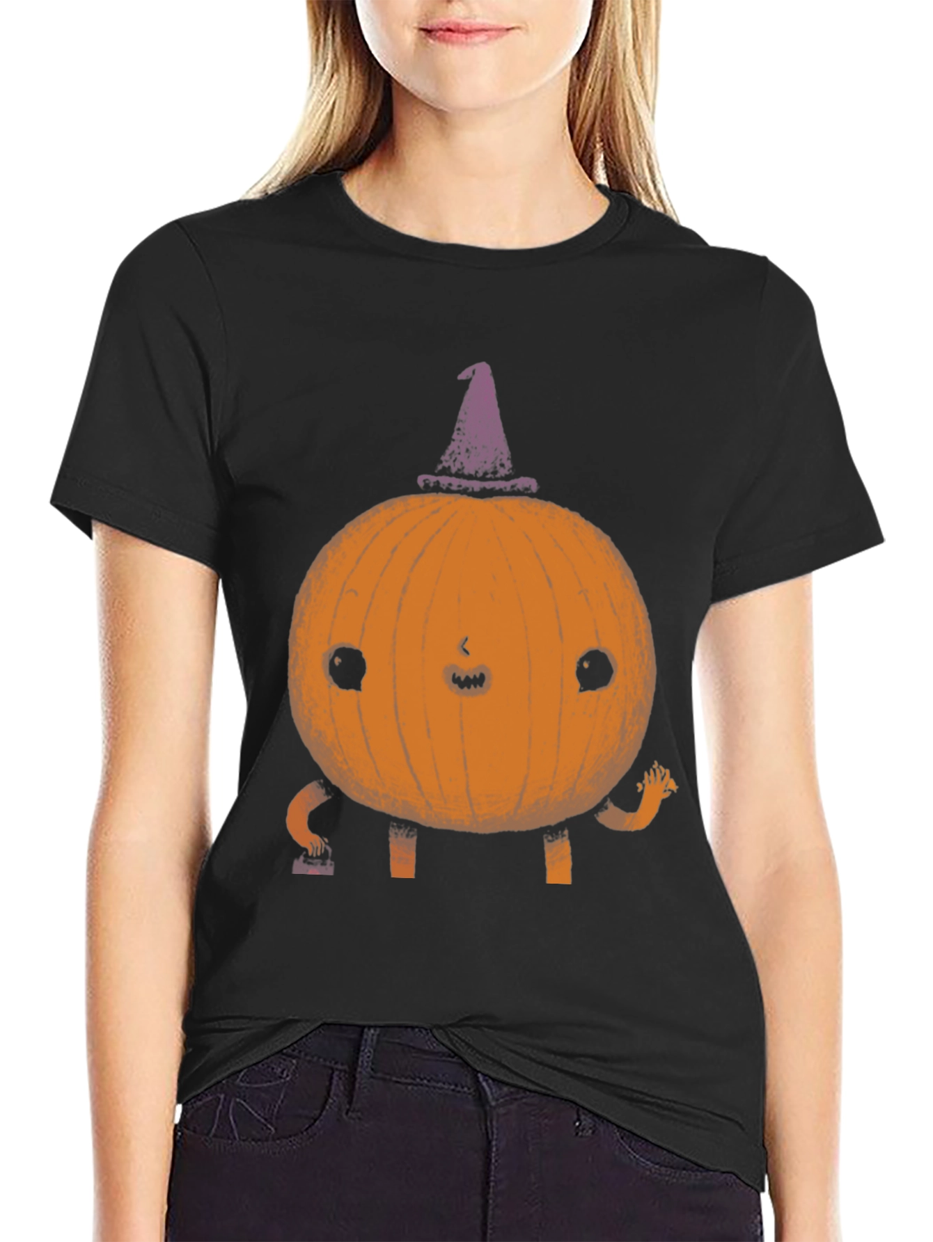 Whimsical Pumpkin Witch T-Shirt