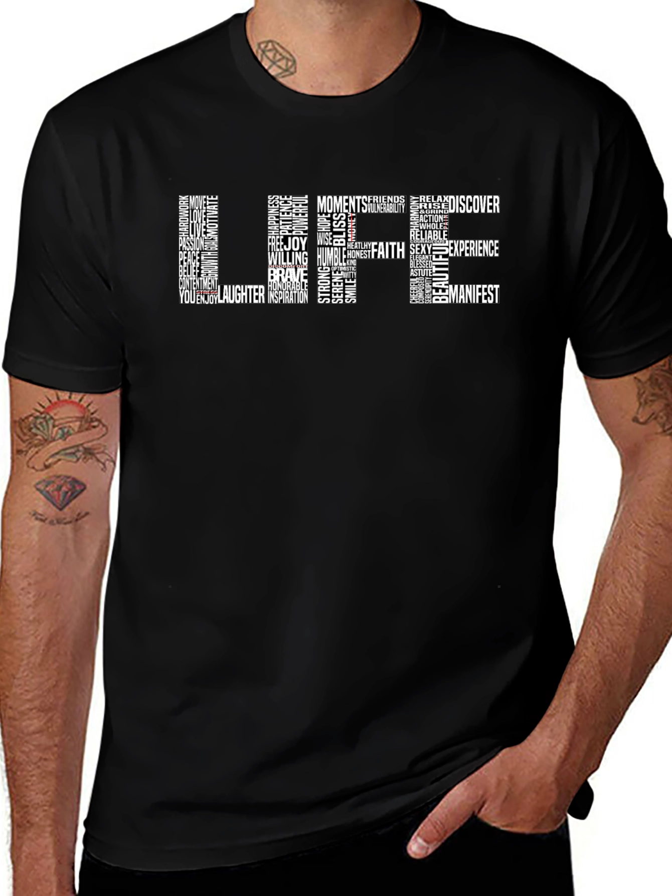 Word Art Graphic T-Shirt - Life Positive Message