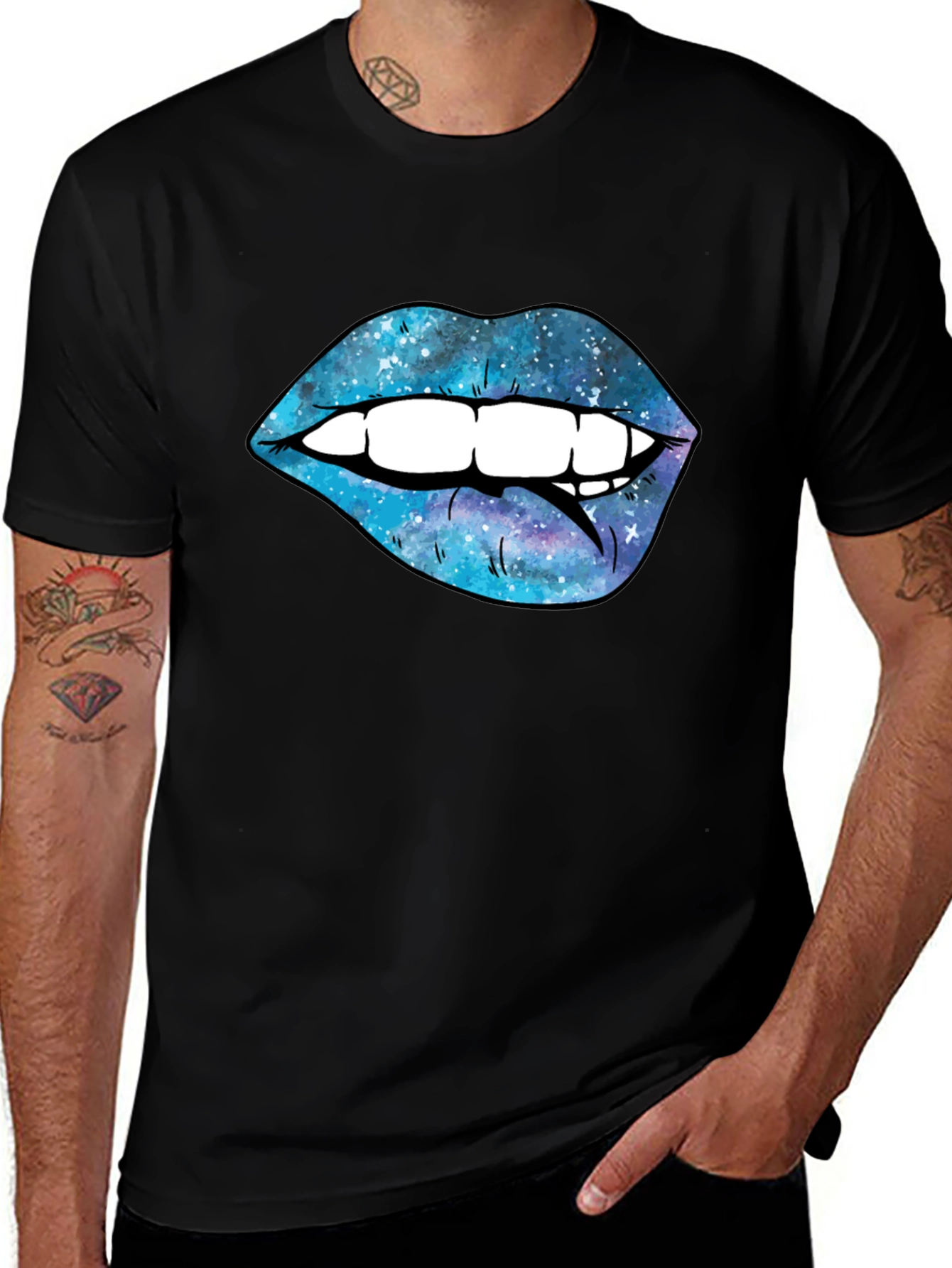 Galaxy Lips Graphic Tee - Stylish Mens T-Shirt