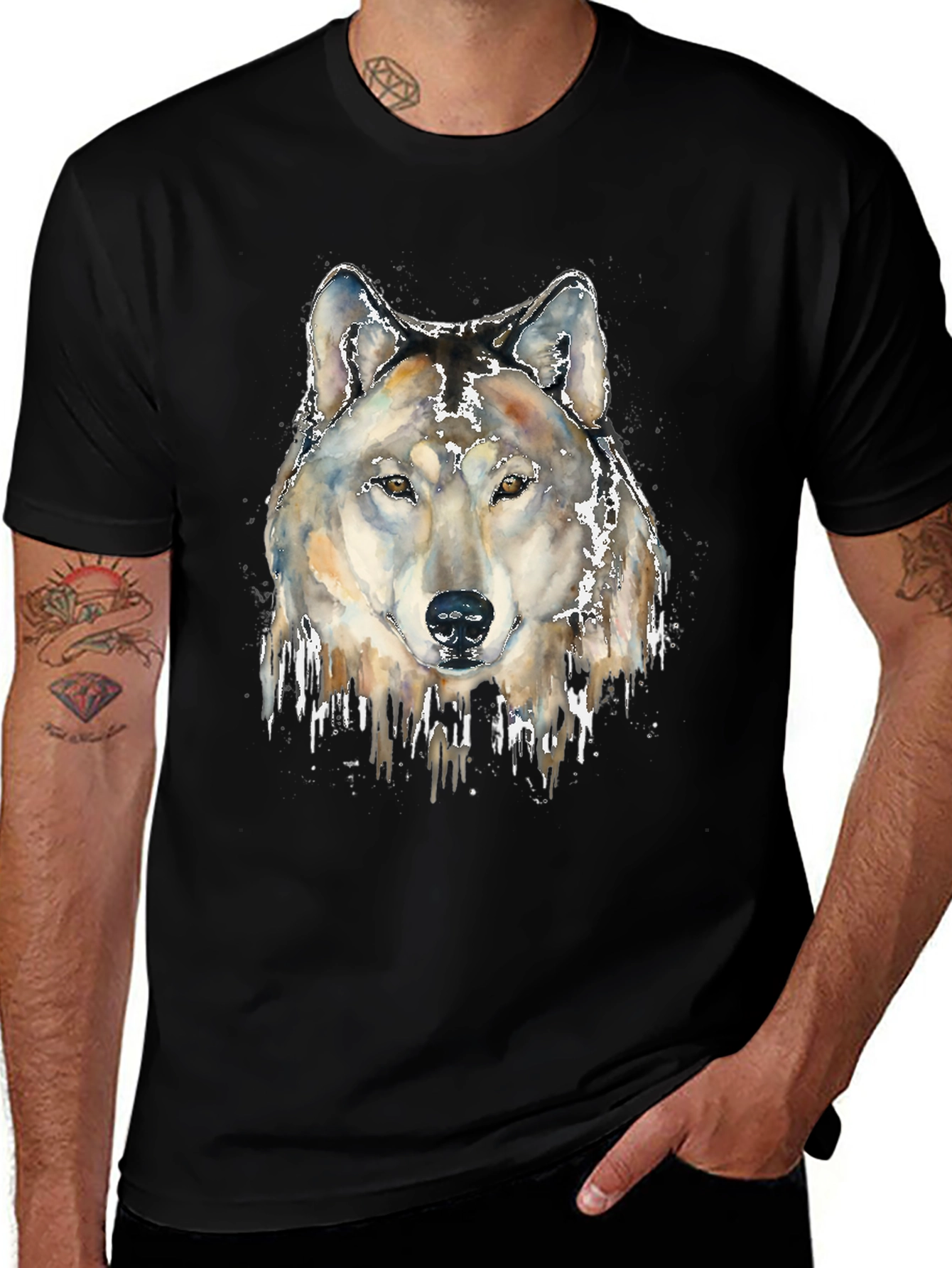 Wolf Head Graphic Print Tee