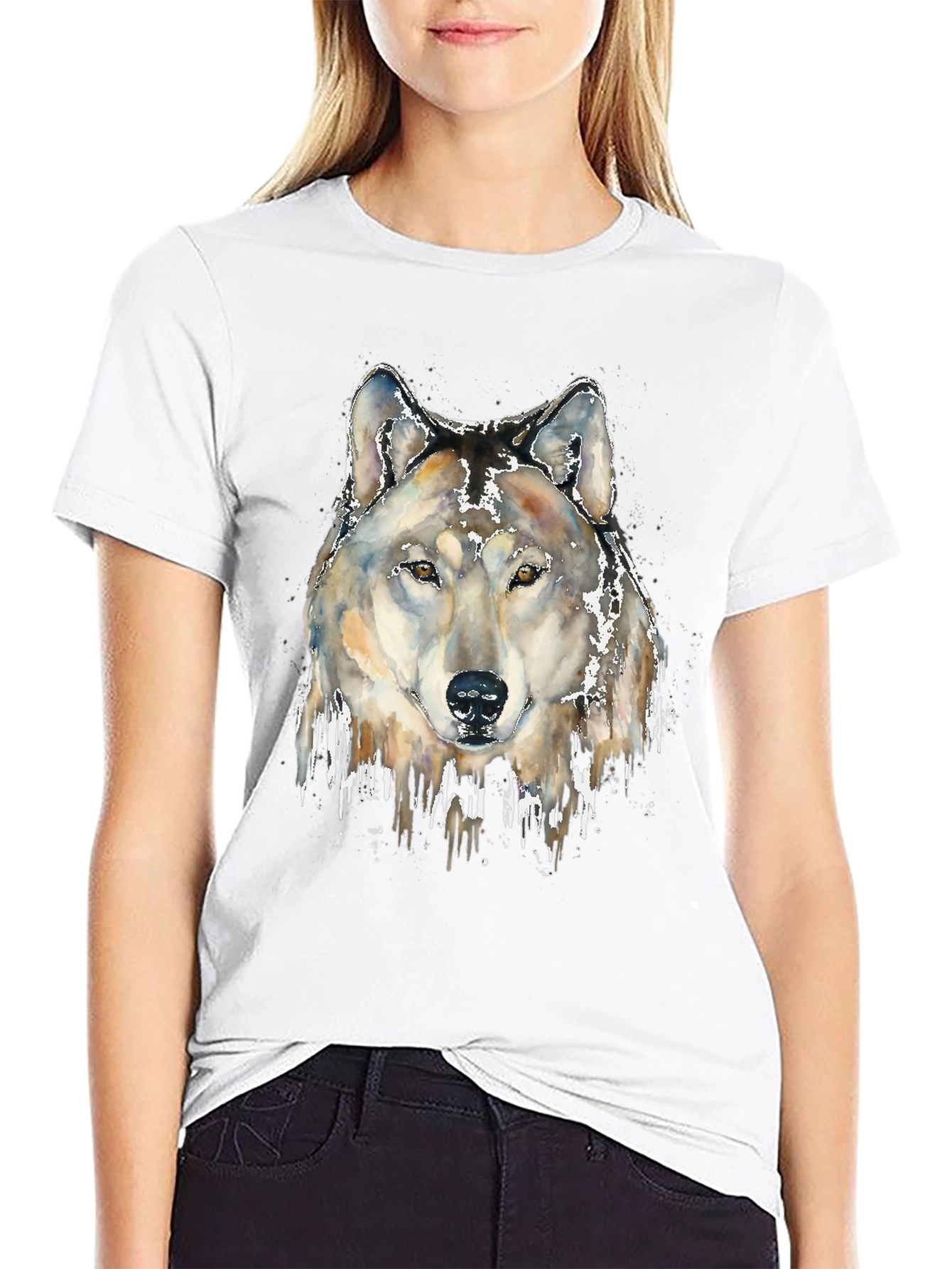 Wolf Head Graphic Print Tee