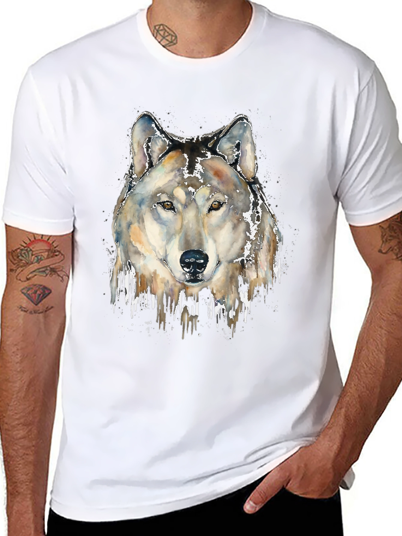 Wolf Head Graphic Print Tee