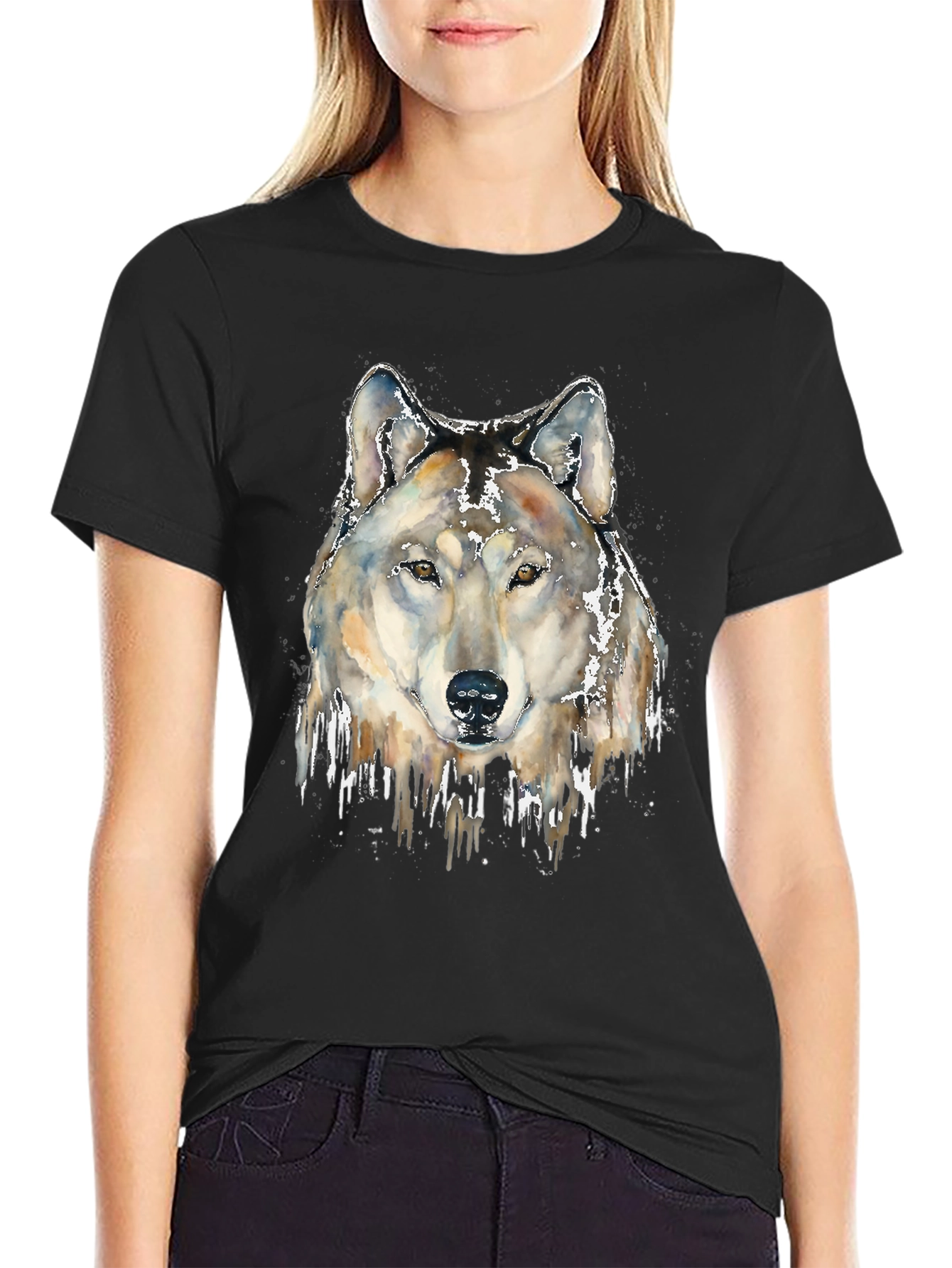 Wolf Head Graphic Print Tee