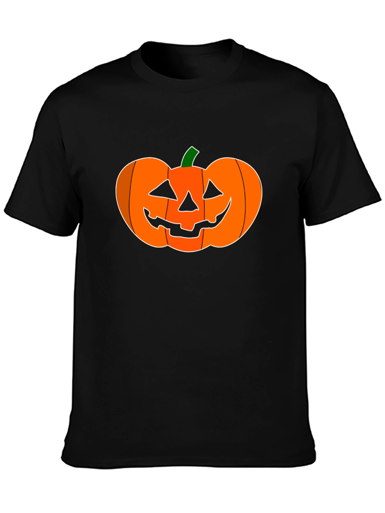 Halloween Pumpkin Graphic Tee - Black Cotton Shirt