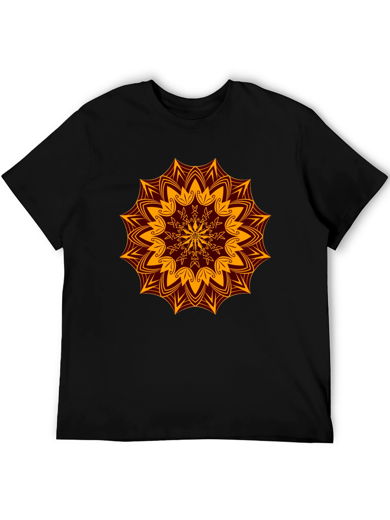 Floral Mandala Print Black T-Shirt