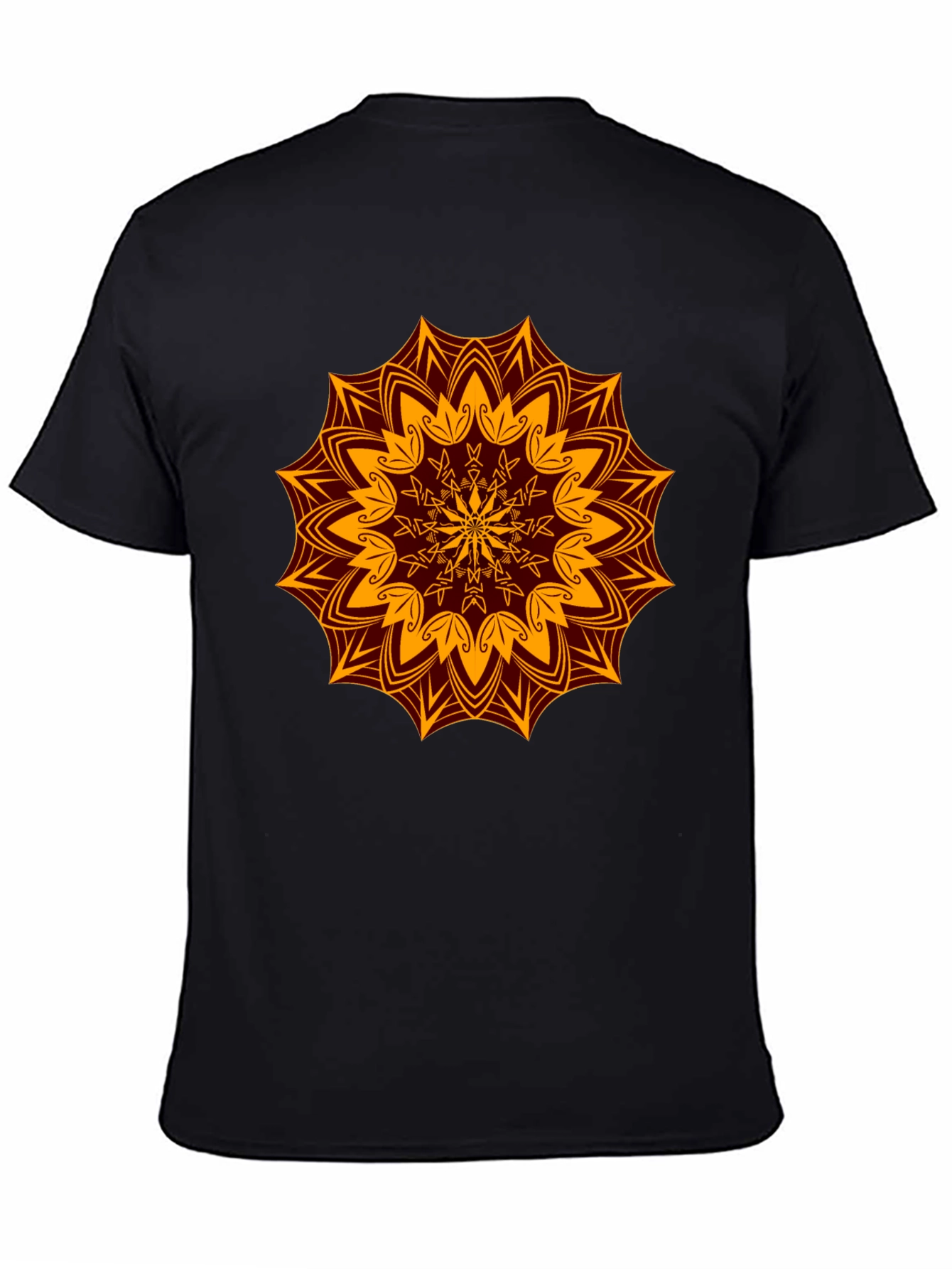 Floral Mandala Print Black T-Shirt