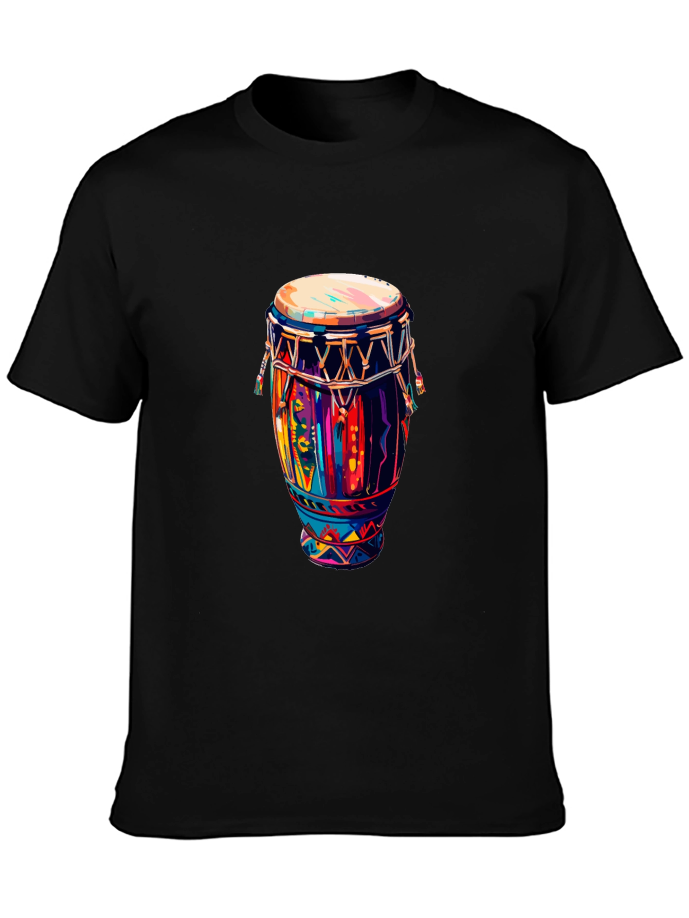 Vibrant Drum Graphic Tee - Black Unisex T-Shirt