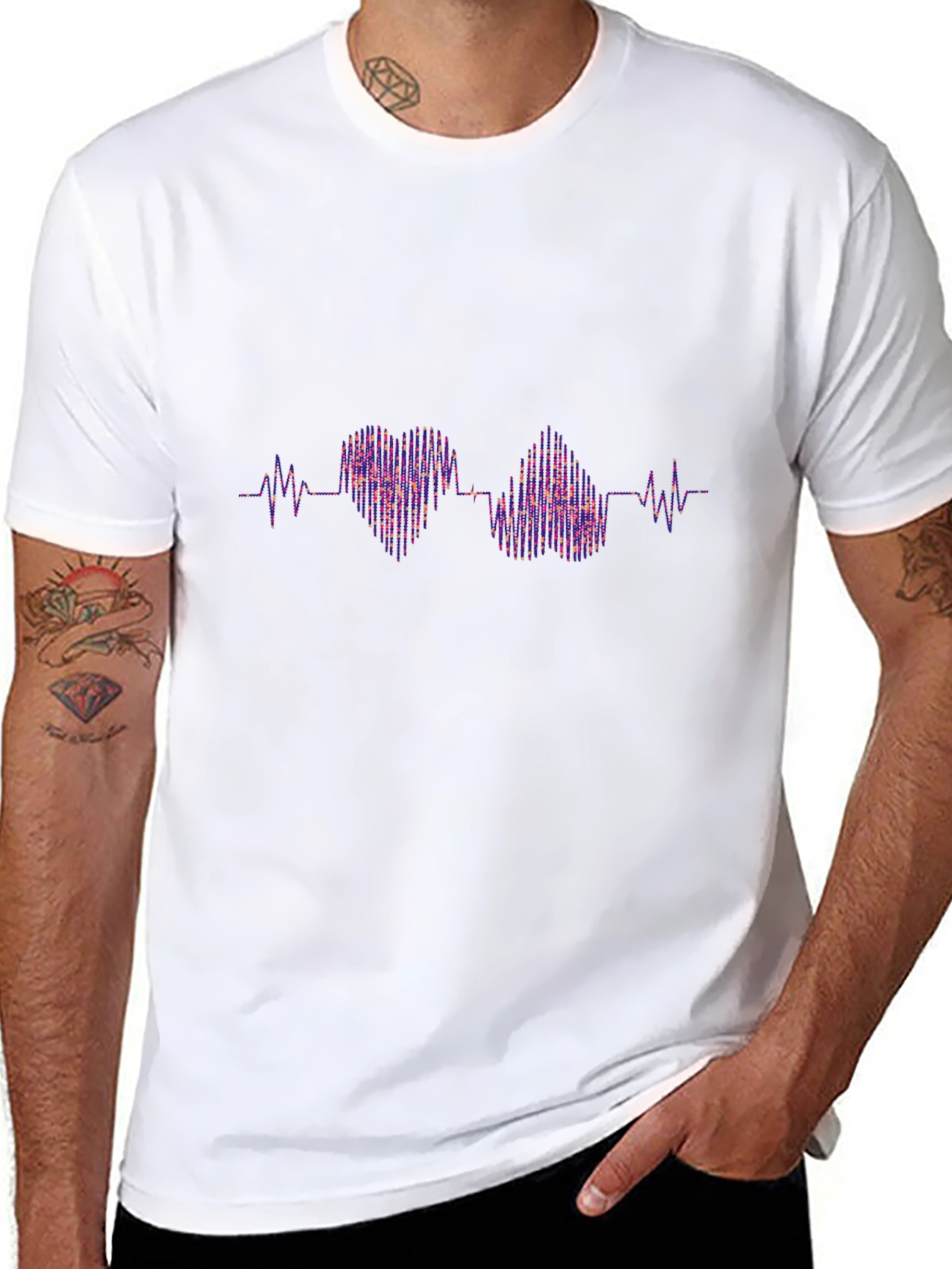 Heartbeat Rhythm Graphic Tee - Trendy Casual Style