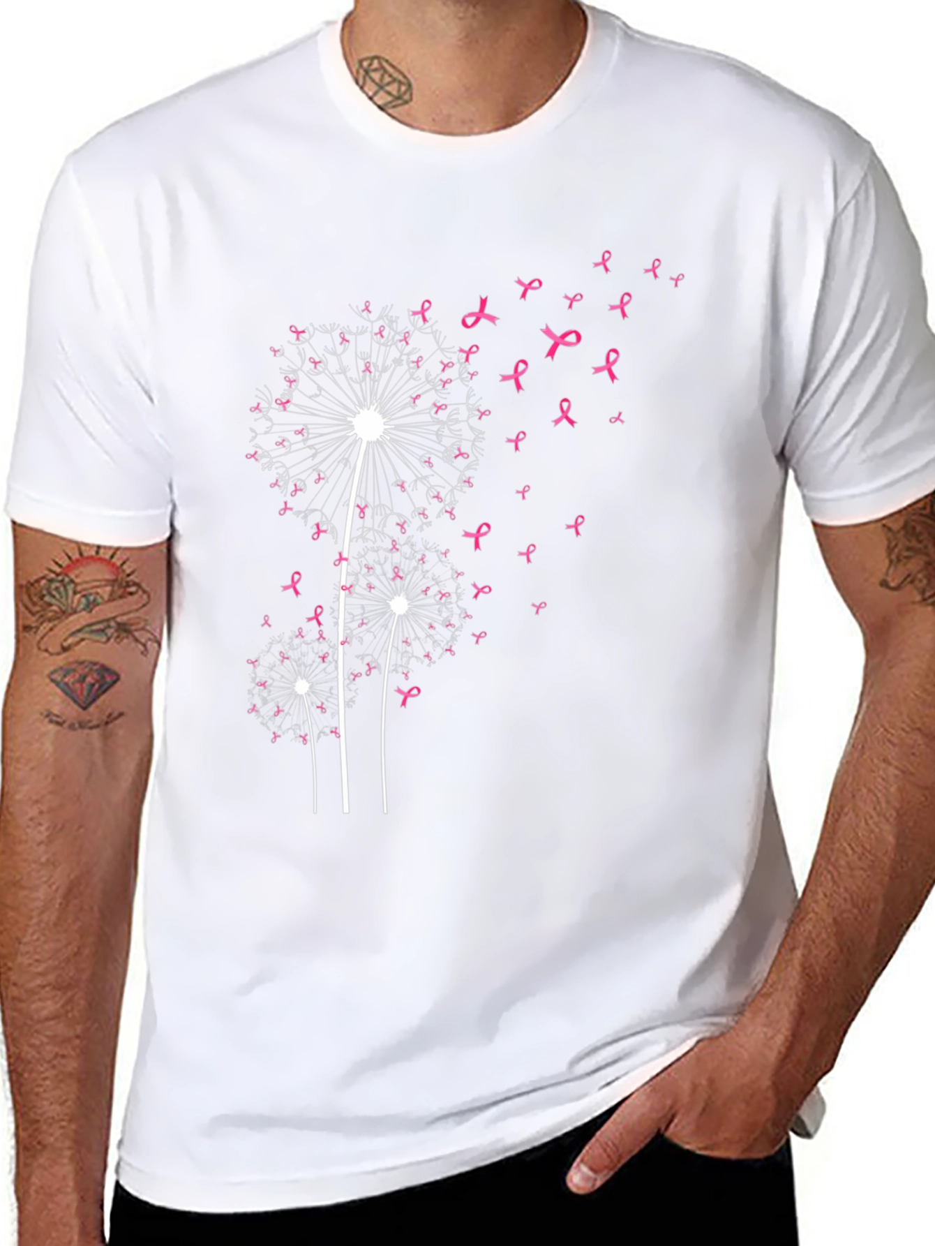 Dandelion Pink Ribbon Graphic Tee