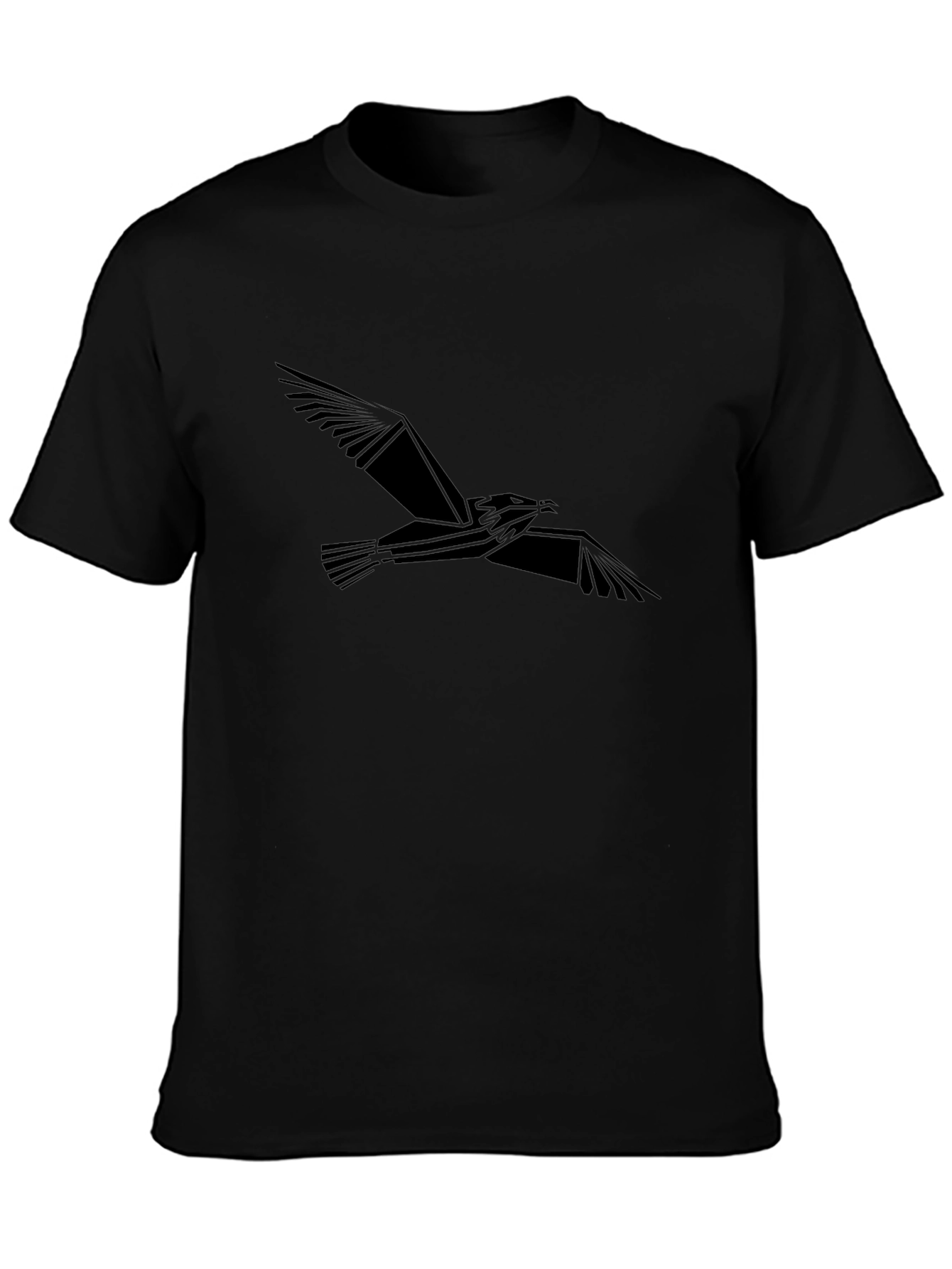 Geometric Bird Graphic Tee - Black