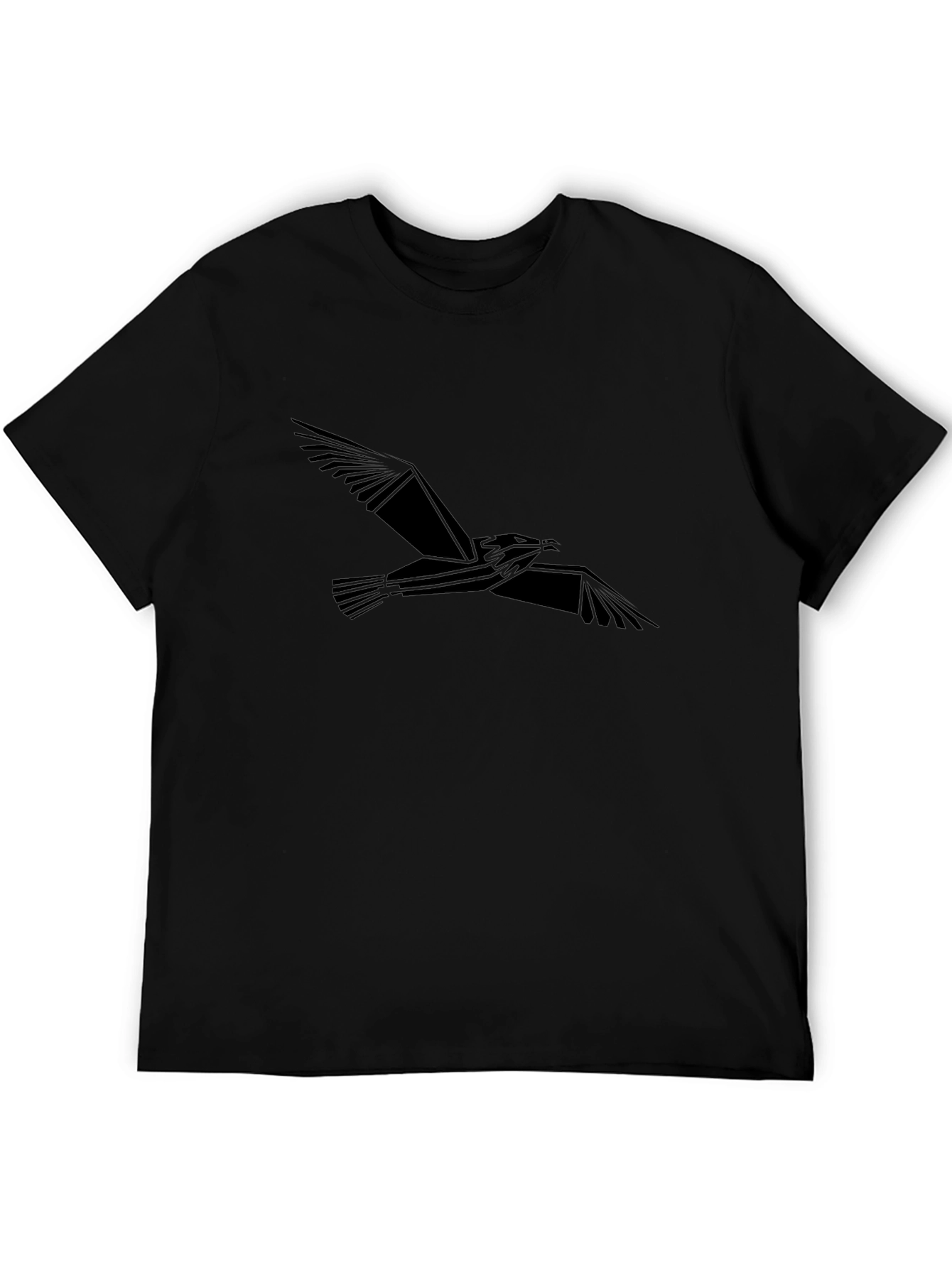 Geometric Bird Graphic Tee - Black