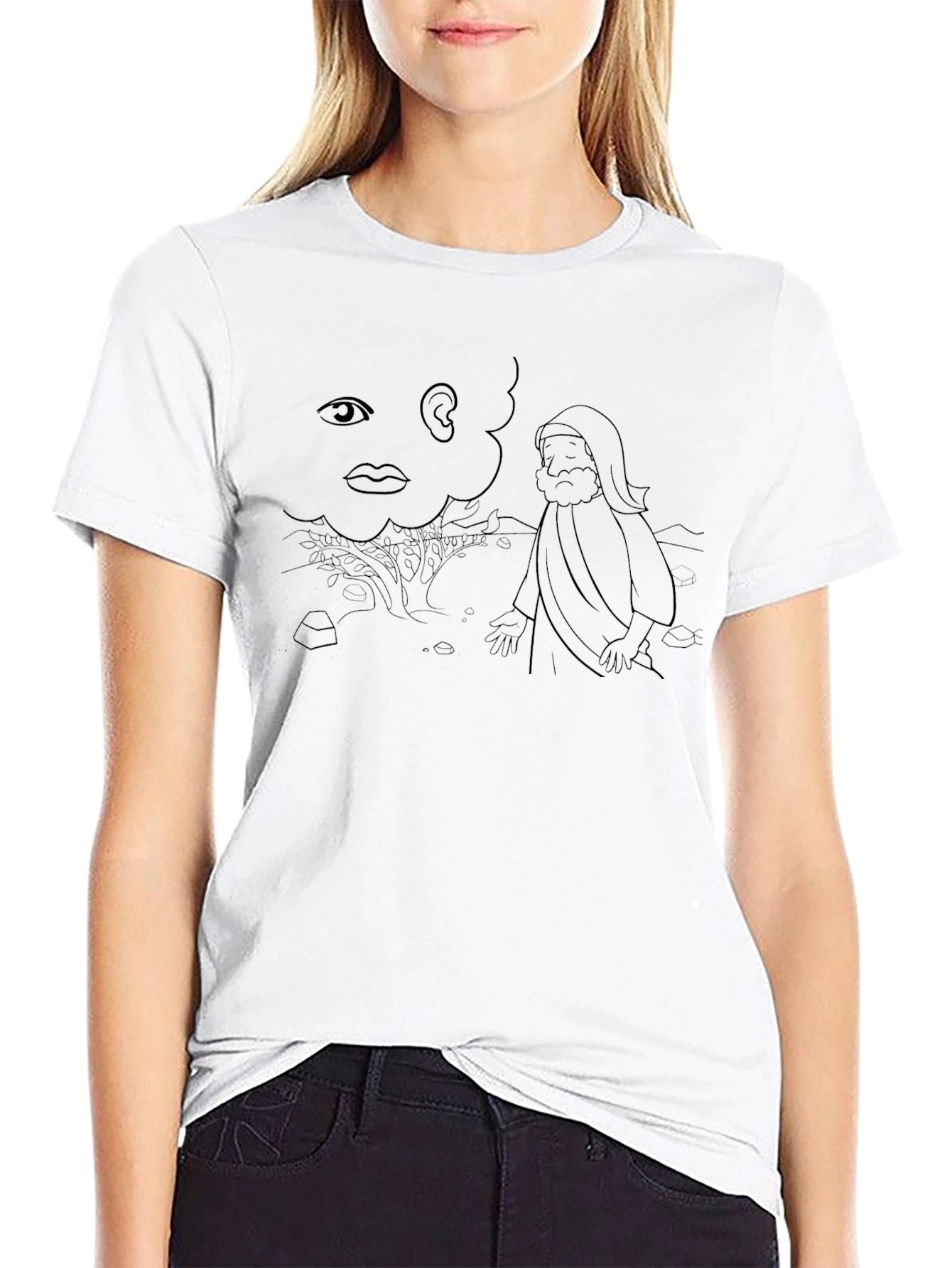 Moses Burning Bush T-Shirt - Biblical Cartoon Design