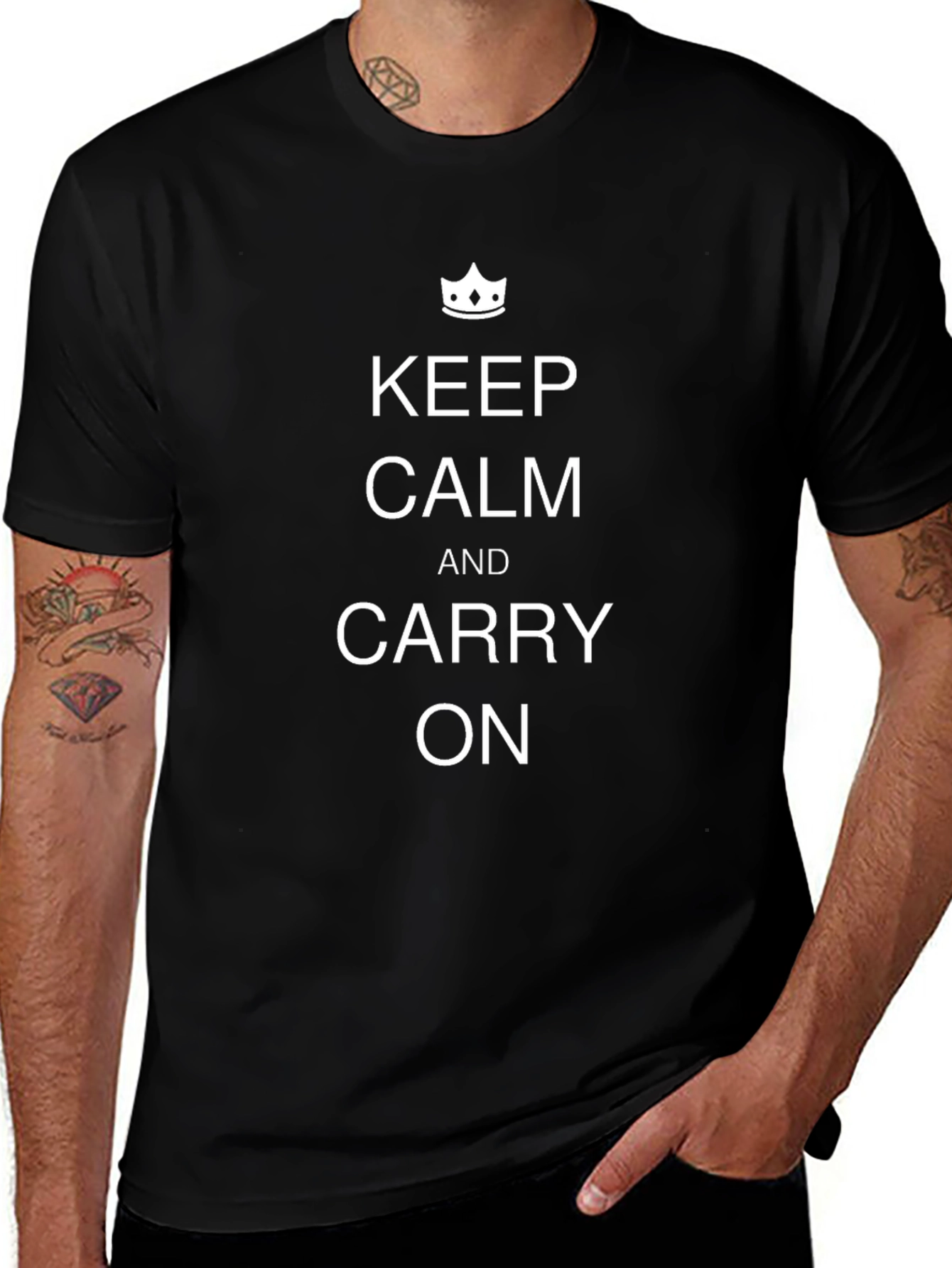 Keep Calm and Carry On Black T-Shirt