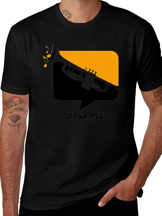 I Speak Music Graphic Tee - Black Trumpet Design