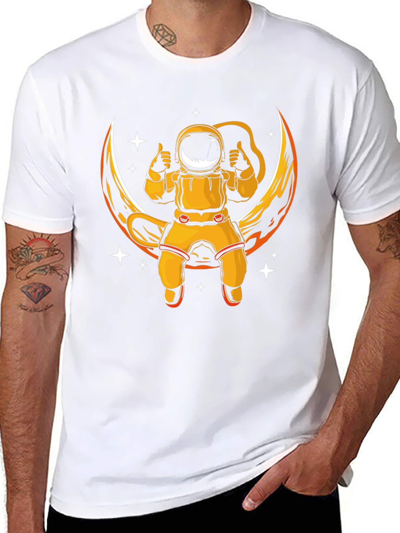 Astronaut Moon Graphic T-Shirt - Black