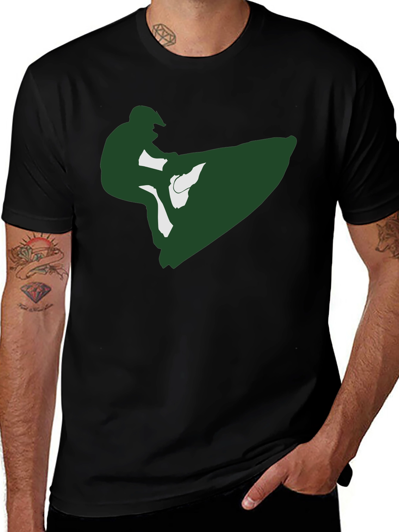Jet Ski Rider Graphic Tee - Black Cotton T-Shirt