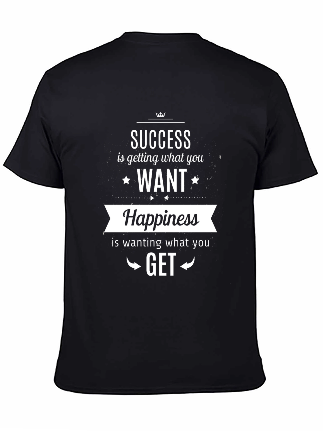Success & Happiness Graphic Print Black T-Shirt