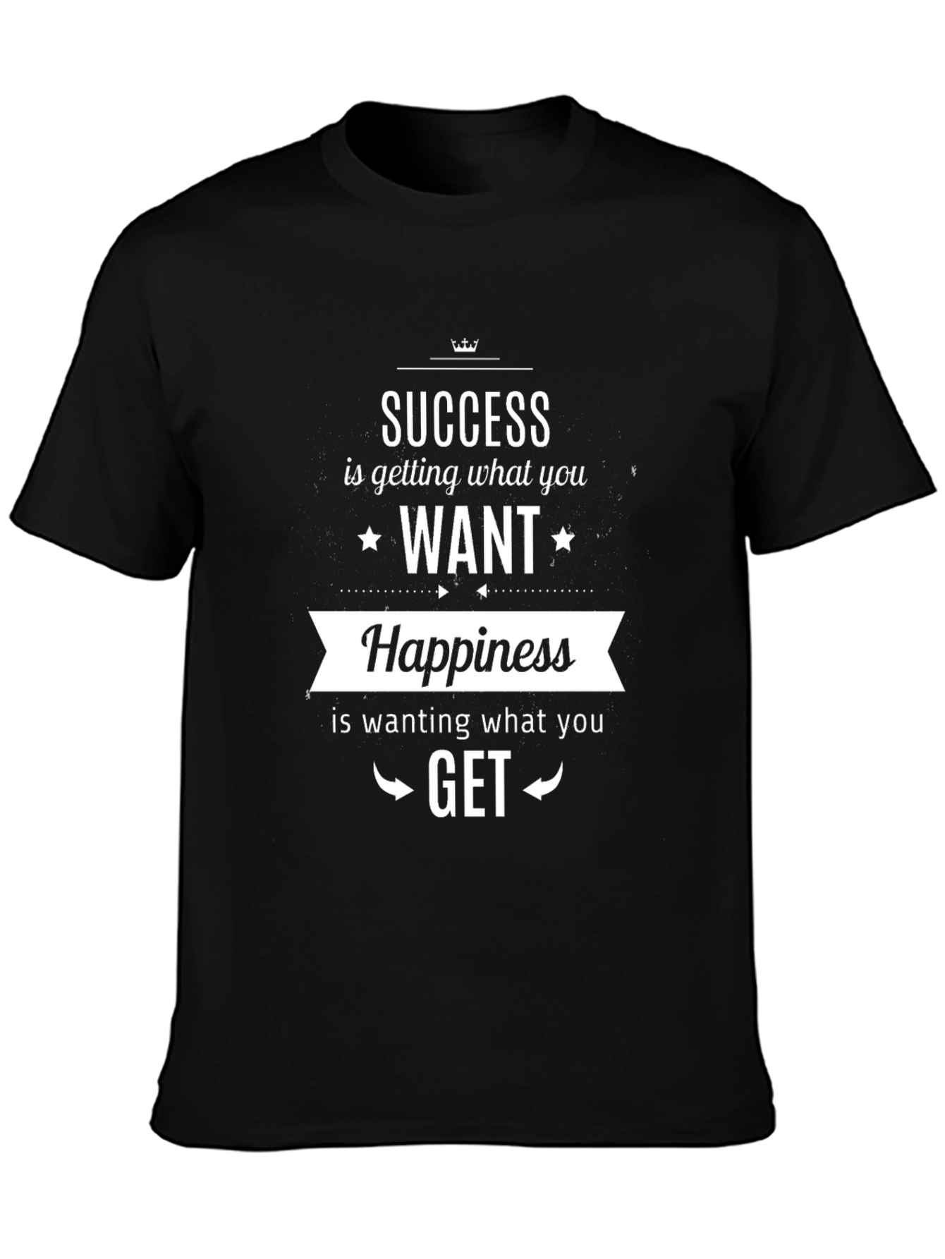 Success & Happiness Graphic Print Black T-Shirt