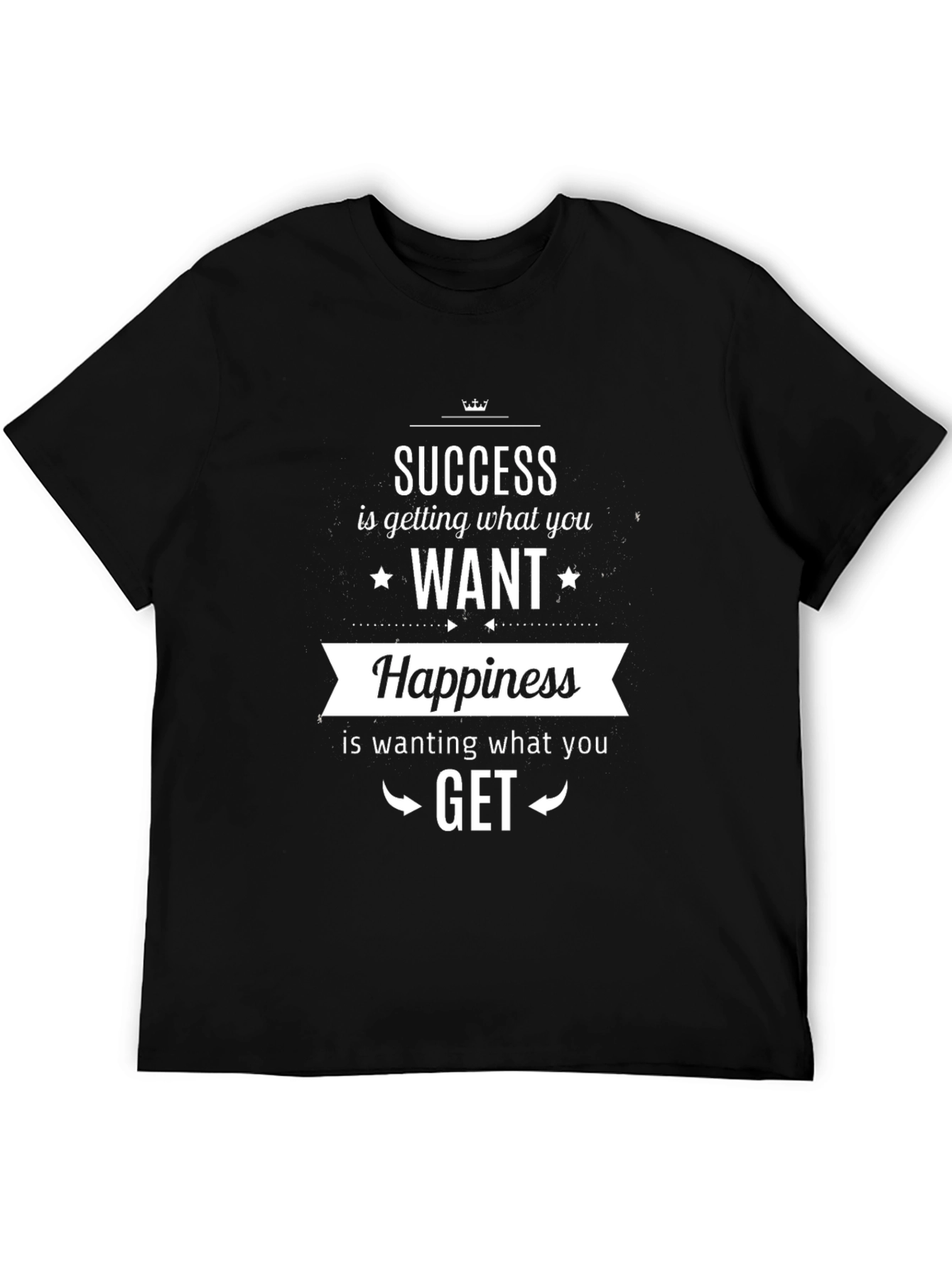 Success & Happiness Graphic Print Black T-Shirt