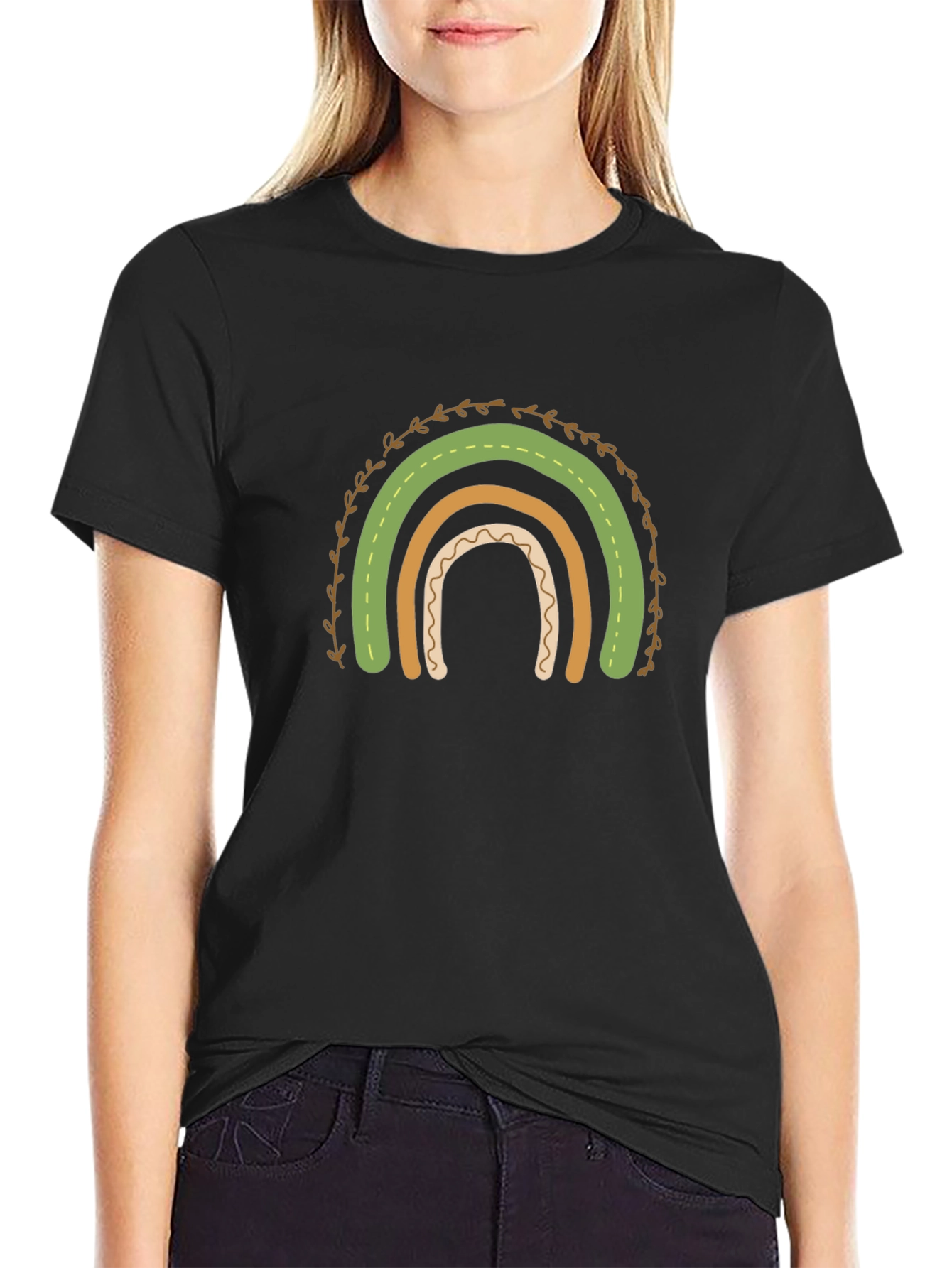 St. Patricks Day Rainbow Graphic Tee - Black