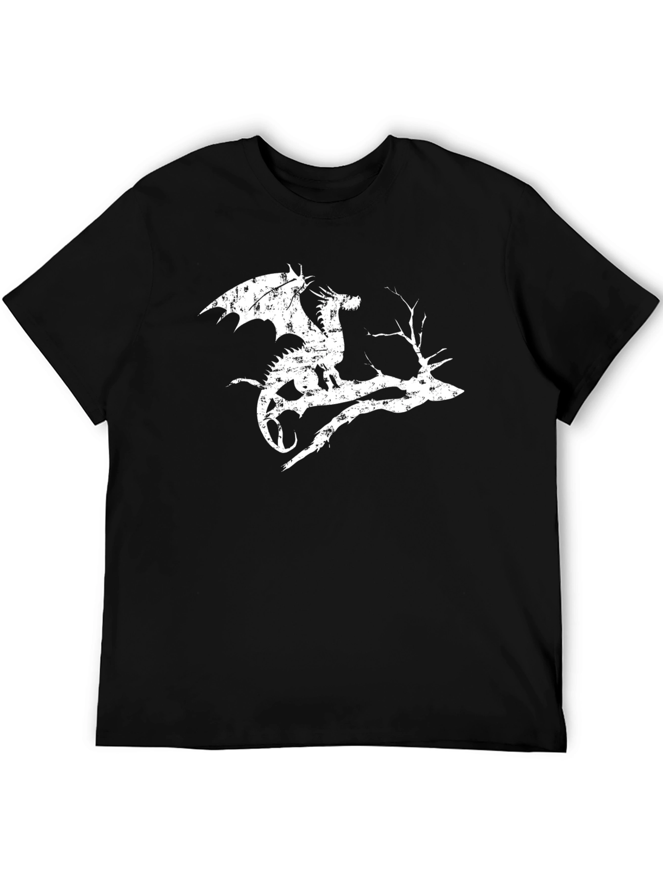 Dragon Perched on Branch Black T-Shirt