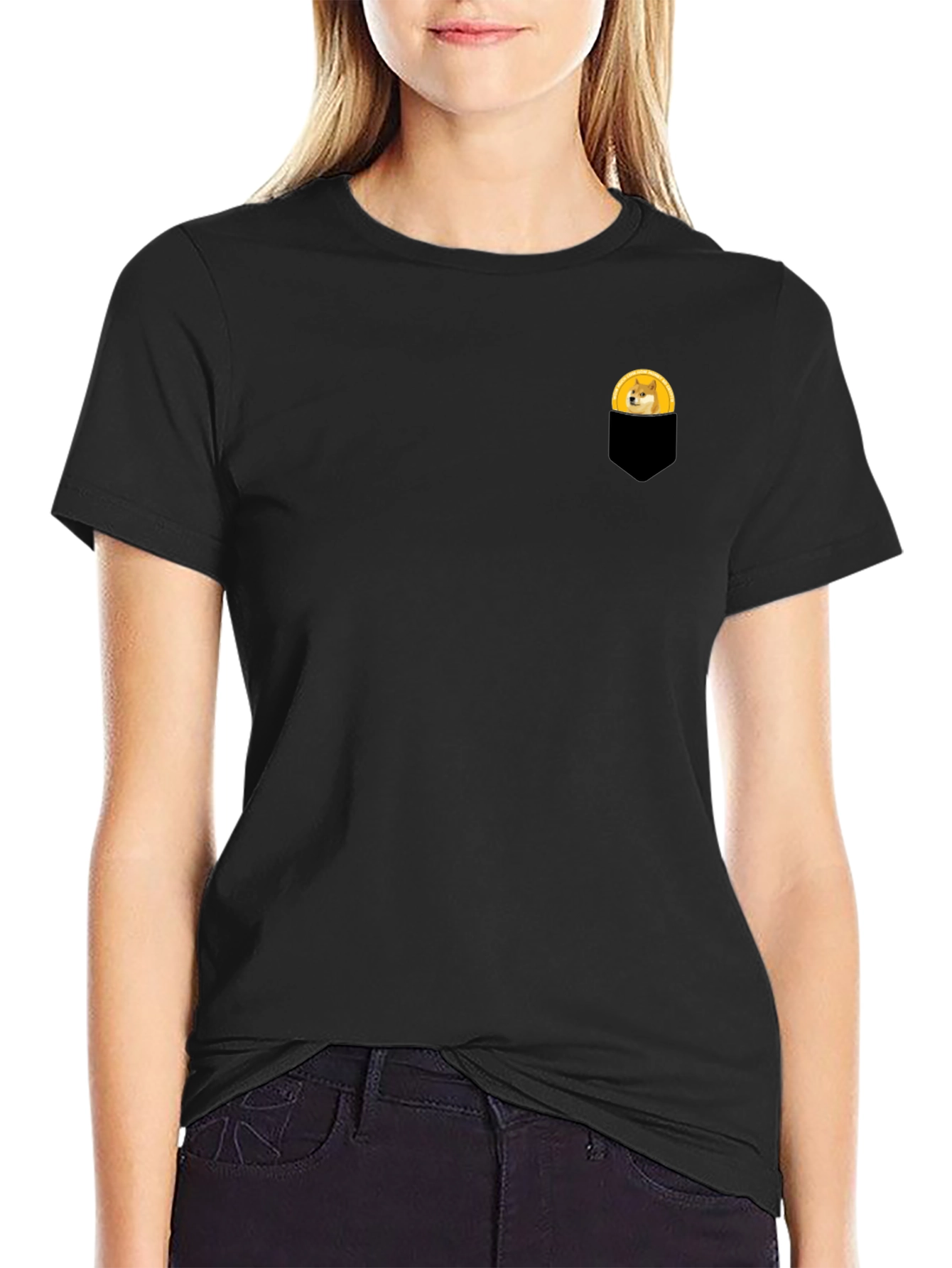Doge in Pocket T-Shirt - Black