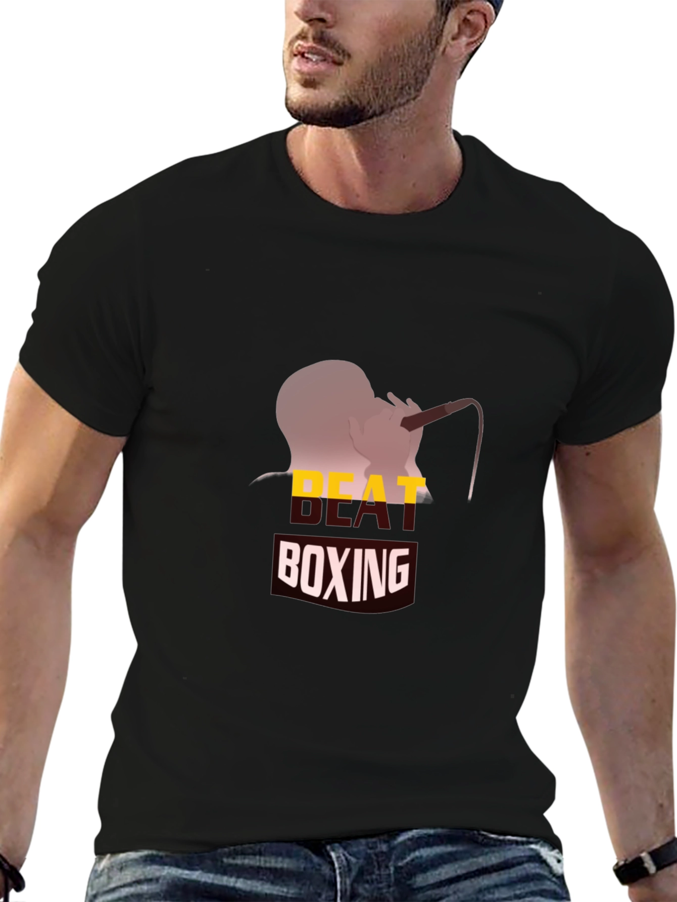 Beat Boxing Graphic Tee - Black Cotton T-Shirt