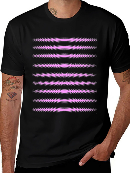 Abstract Graphic Tee - Black with Pink Waves