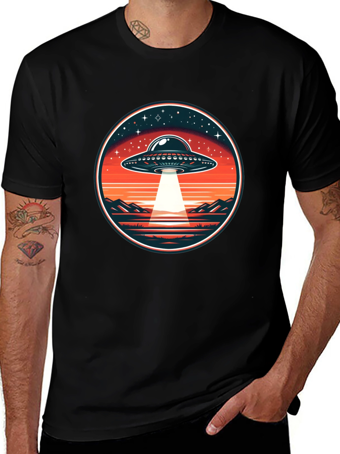 Retro UFO Abduction Graphic Tee